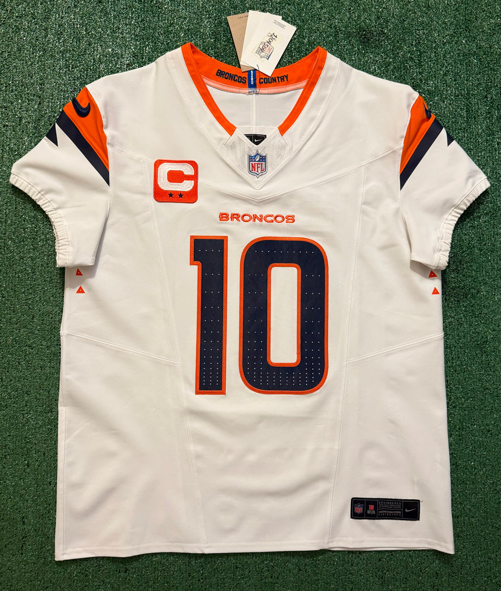Bo Nix Denver Broncos Jersey #10 Nike Vapor Fuse Elite White Size 44 (L) NFL