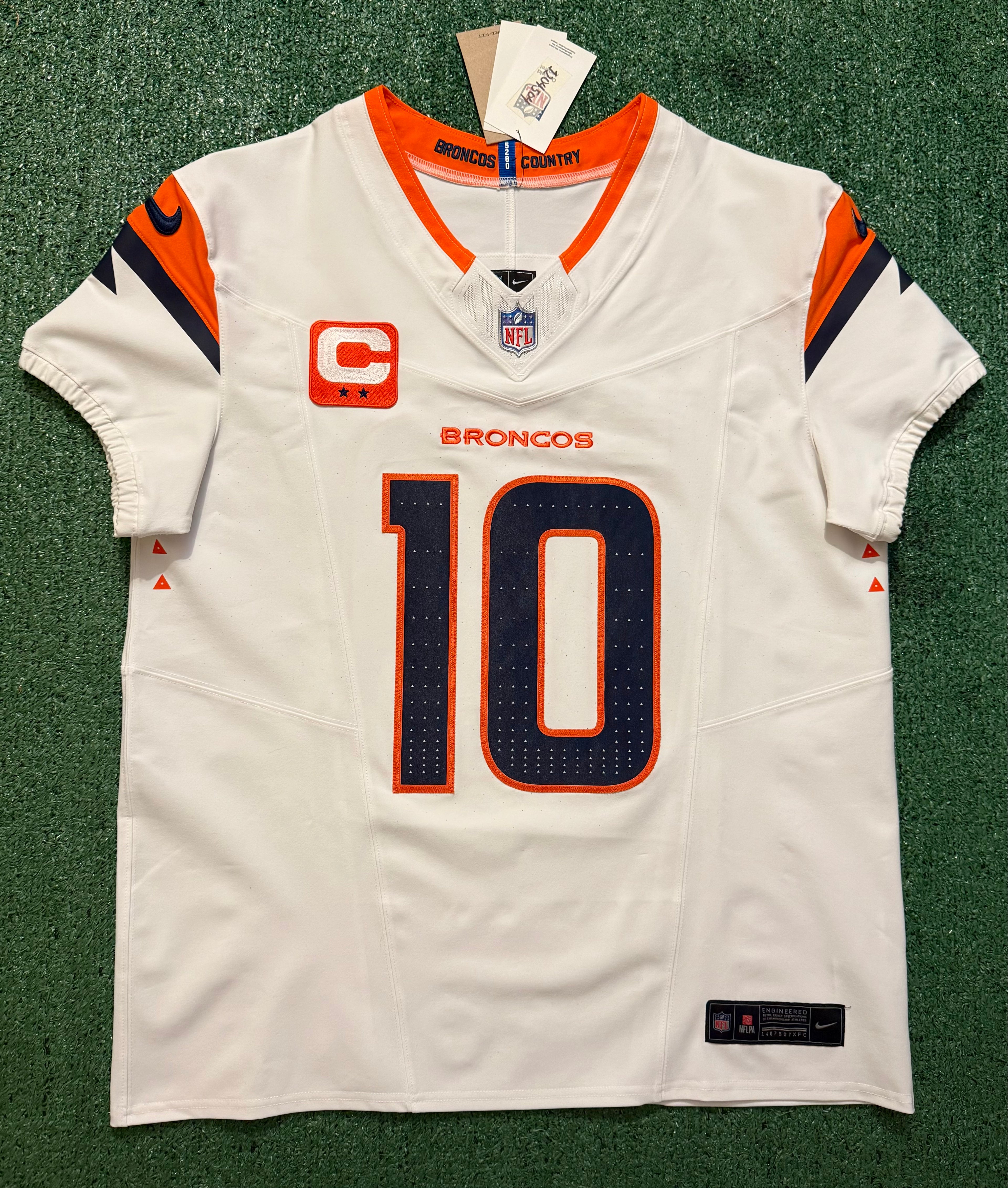 Bo Nix Denver Broncos Jersey #10 Nike Vapor Fuse Elite White Size 44 (L) NFL