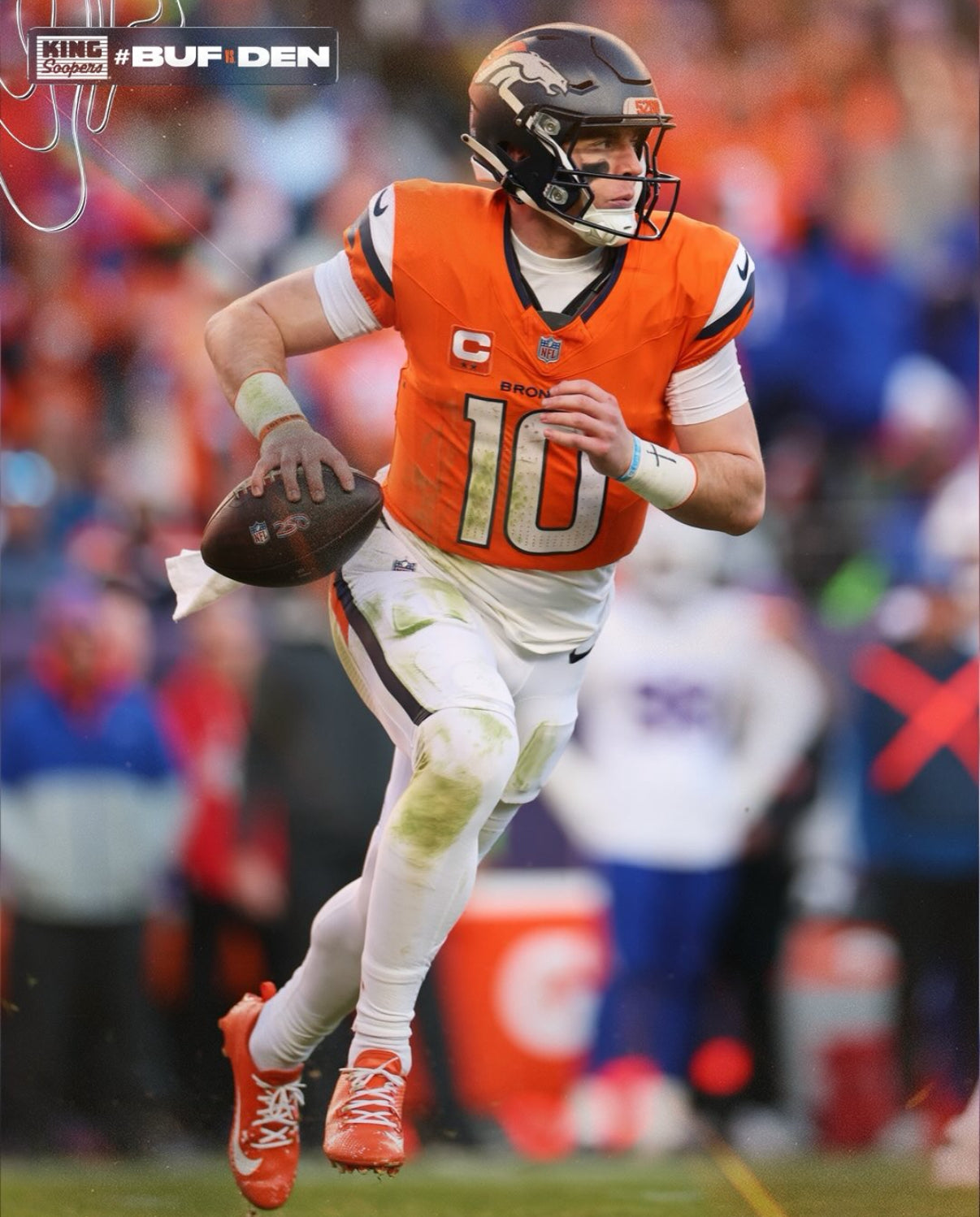 Bo Nix Denver Broncos Jersey #10 Nike Vapor Fuse Elite Orange Size 40 (M) NFL