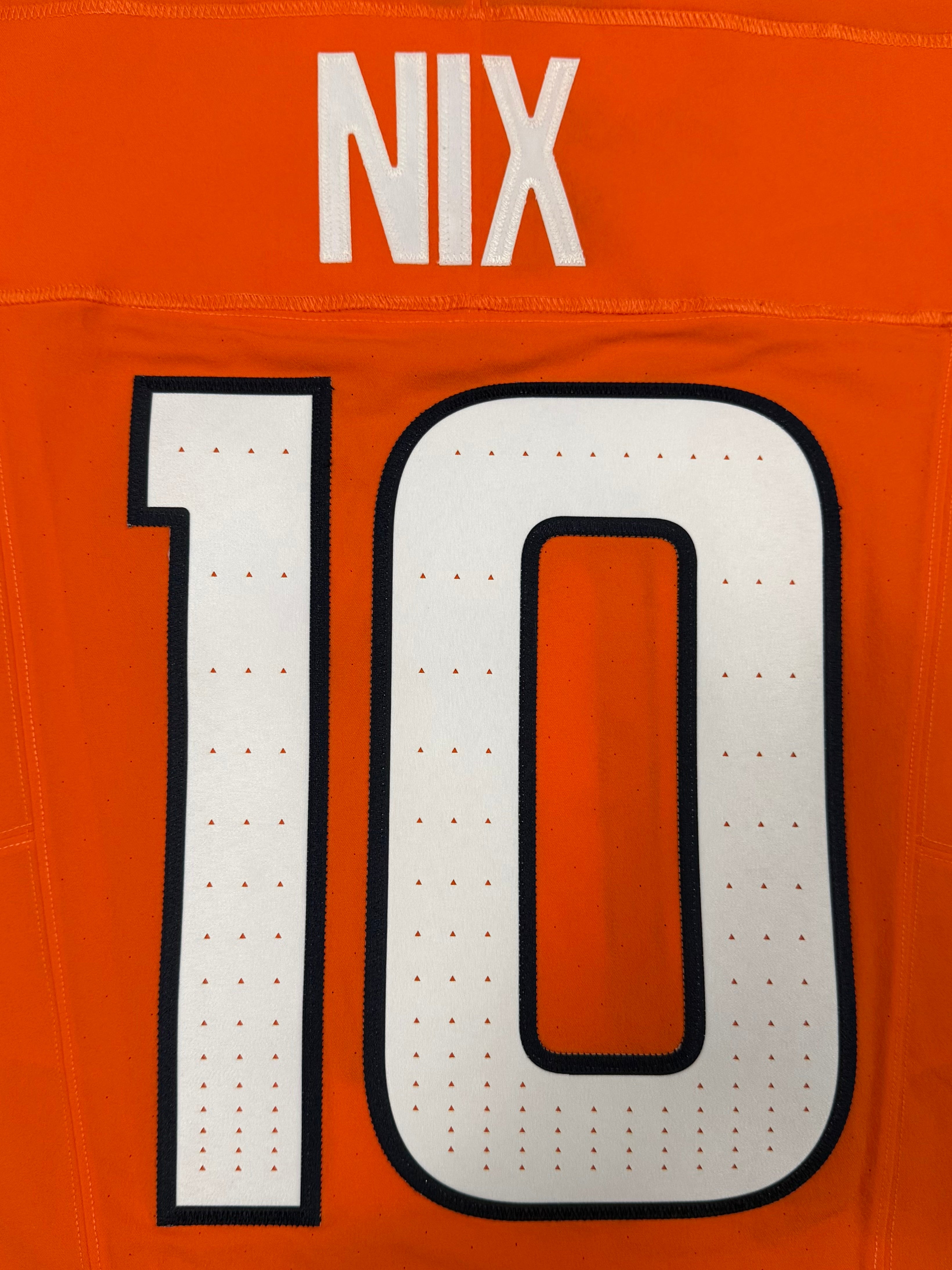 Bo Nix Denver Broncos Jersey #10 Nike Vapor Fuse Elite Orange Size 40 (M) NFL