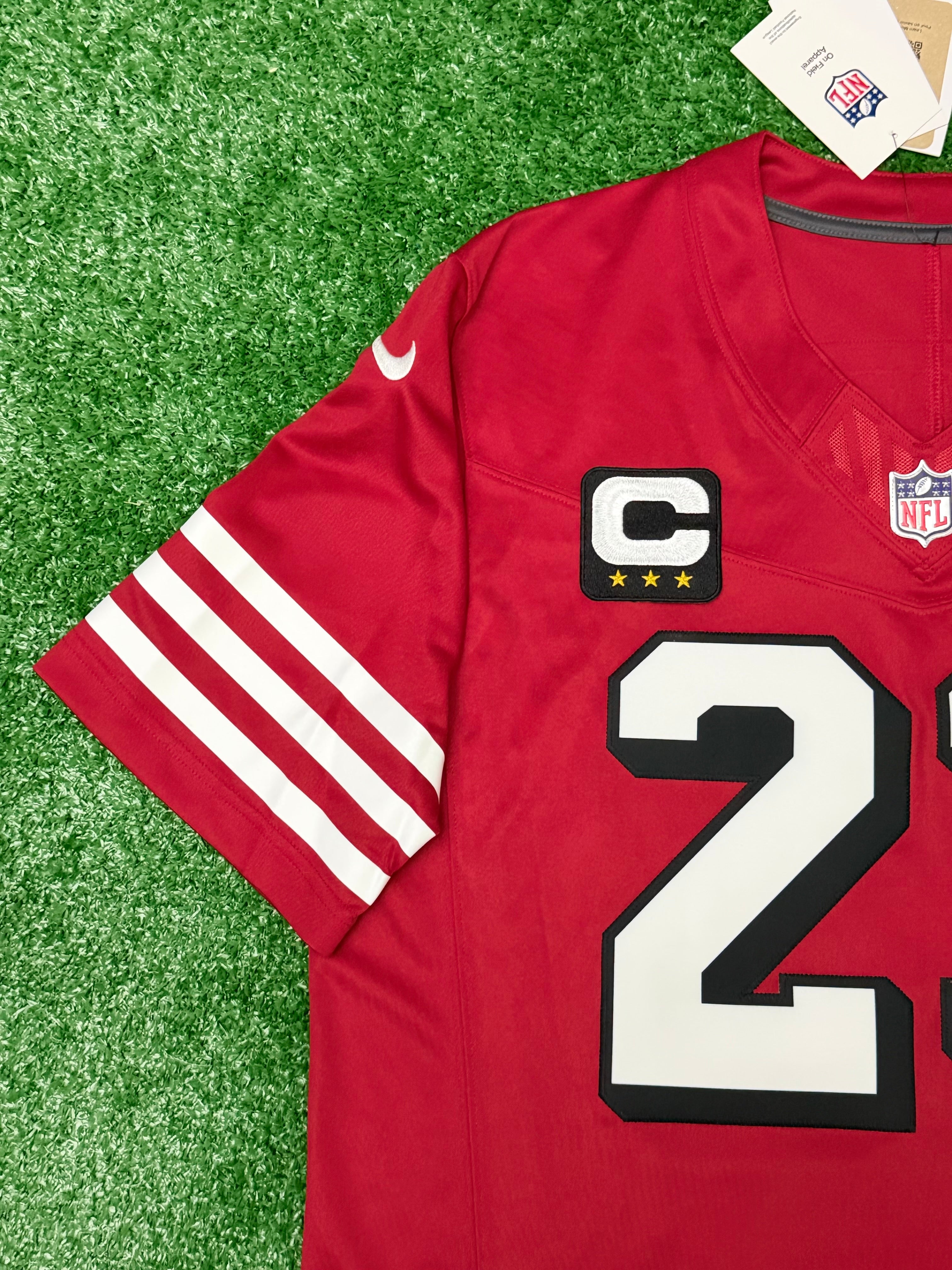 Christian McCaffrey San Francisco 49ers Jersey #23 Nike Vapor Fuse Limited Stitched Red Size (Large) NFL
