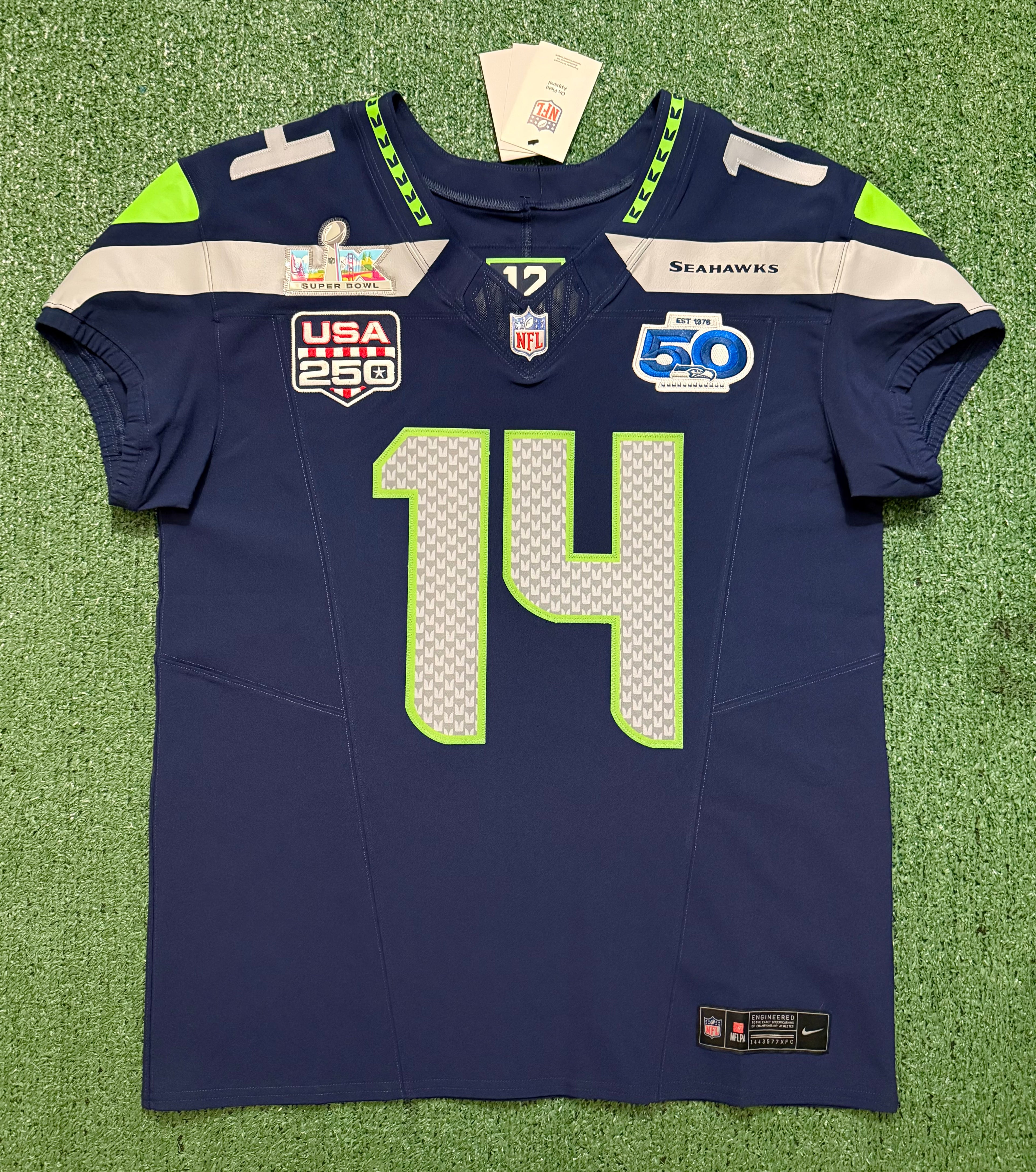Sam Darnold Seattle Seahawks Jersey #14 Nike Vapor FUSE Elite Navy Size 44 (Large) NFL