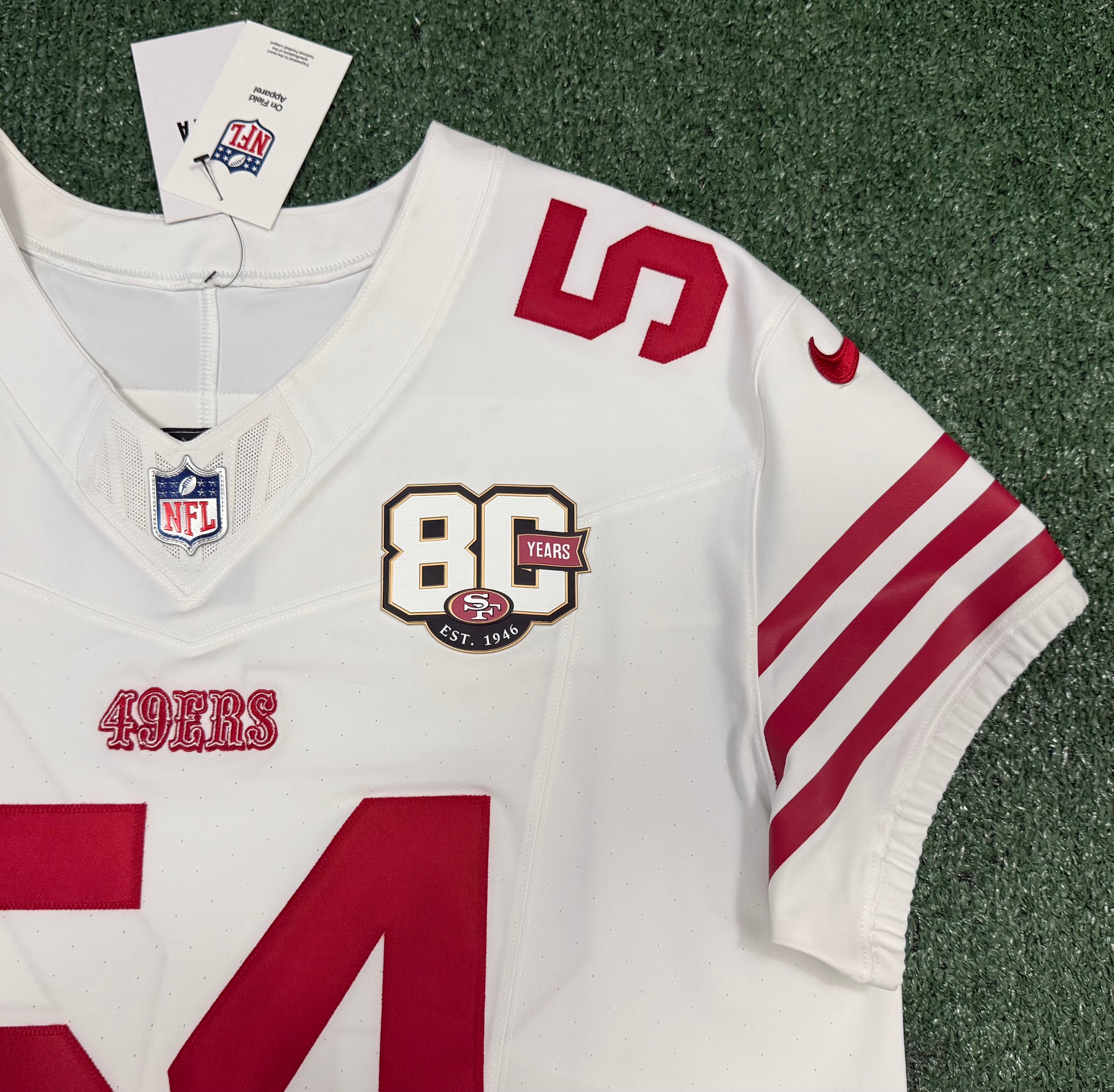 Fred Warner San Francisco 49ers Jersey #54 Nike Vapor FUSE Elite White Size 48 (XL) NFL