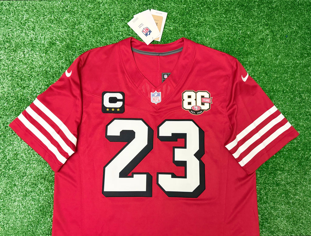 Christian McCaffrey San Francisco 49ers Jersey #23 Nike Vapor Fuse Limited Stitched Red Size (Large) NFL
