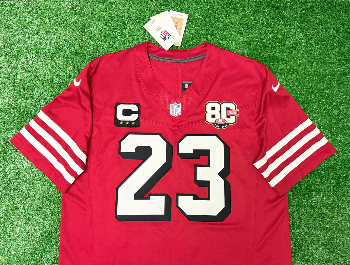 Christian McCaffrey San Francisco 49ers Jersey #23 Nike Vapor Fuse Limited Stitched Red Size (Large) NFL