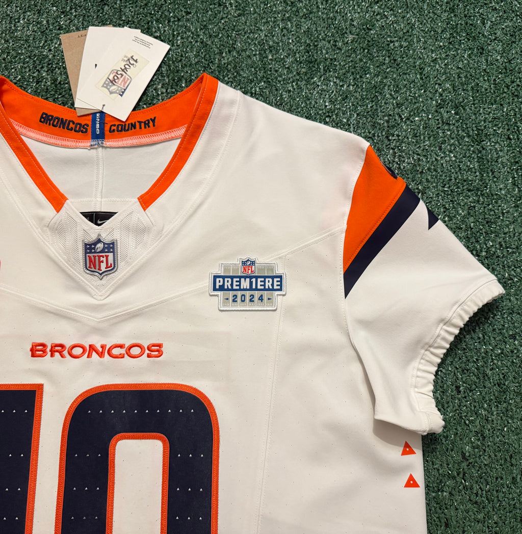 Bo Nix Denver Broncos Jersey #10 Nike Vapor Fuse Elite White Size 44 (L) NFL