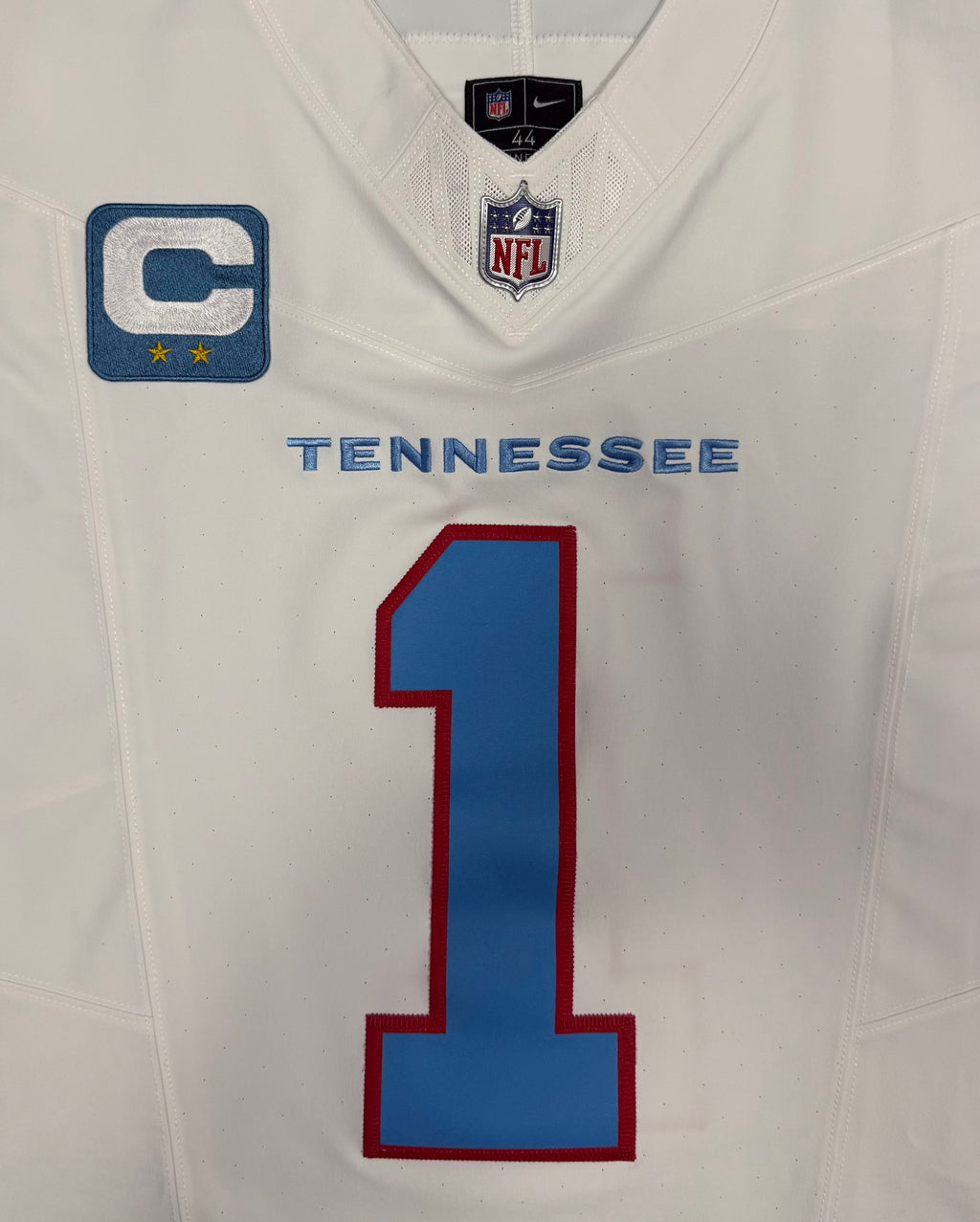 Cam Ward Tennessee Titans Jersey #1 Nike Vapor Fuse Elite White Size 44 (L) NFL
