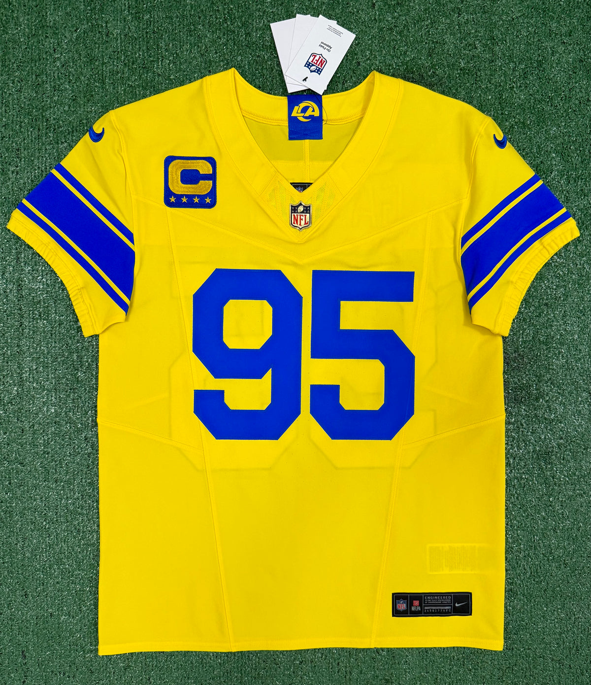 Myles Garrett Los Angeles Rams Jersey #95 Nike Vapor FUSE Elite Yellow Size 40 (Medium) NFL