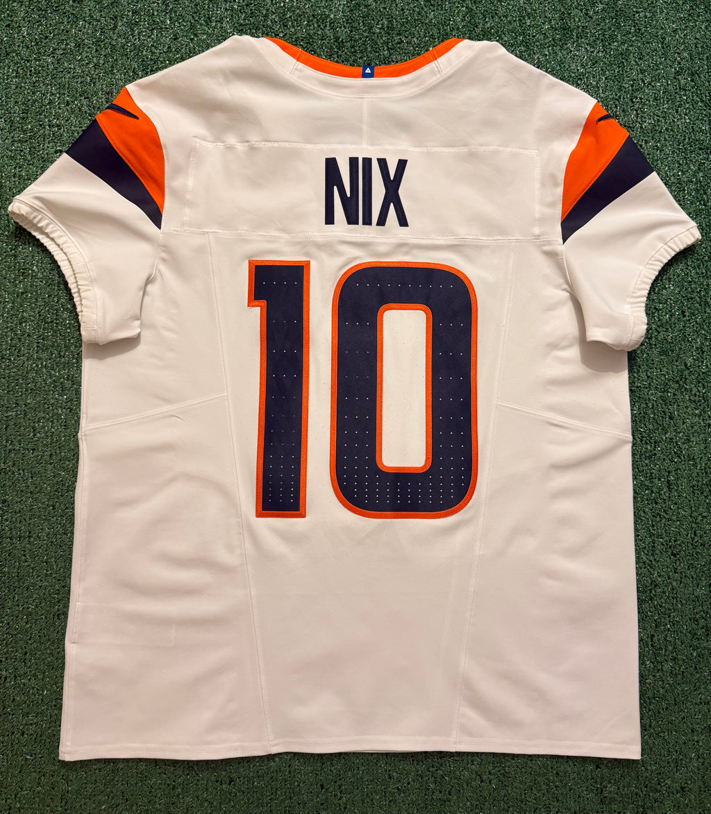 Bo Nix Denver Broncos Jersey #10 Nike Vapor Fuse Elite White Size 44 (L) NFL