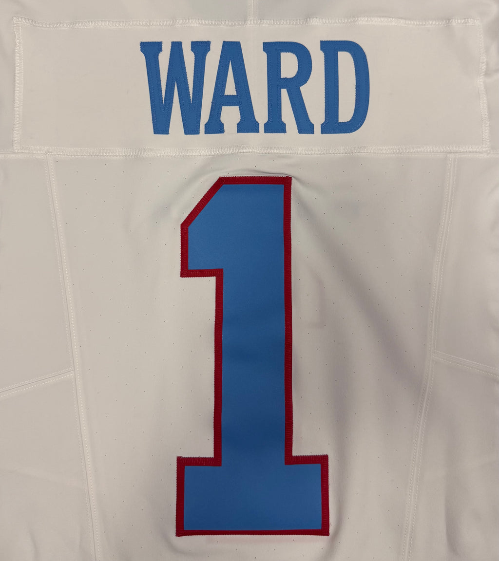 Cam Ward Tennessee Titans Jersey #1 Nike Vapor Fuse Elite White Size 44 (L) NFL