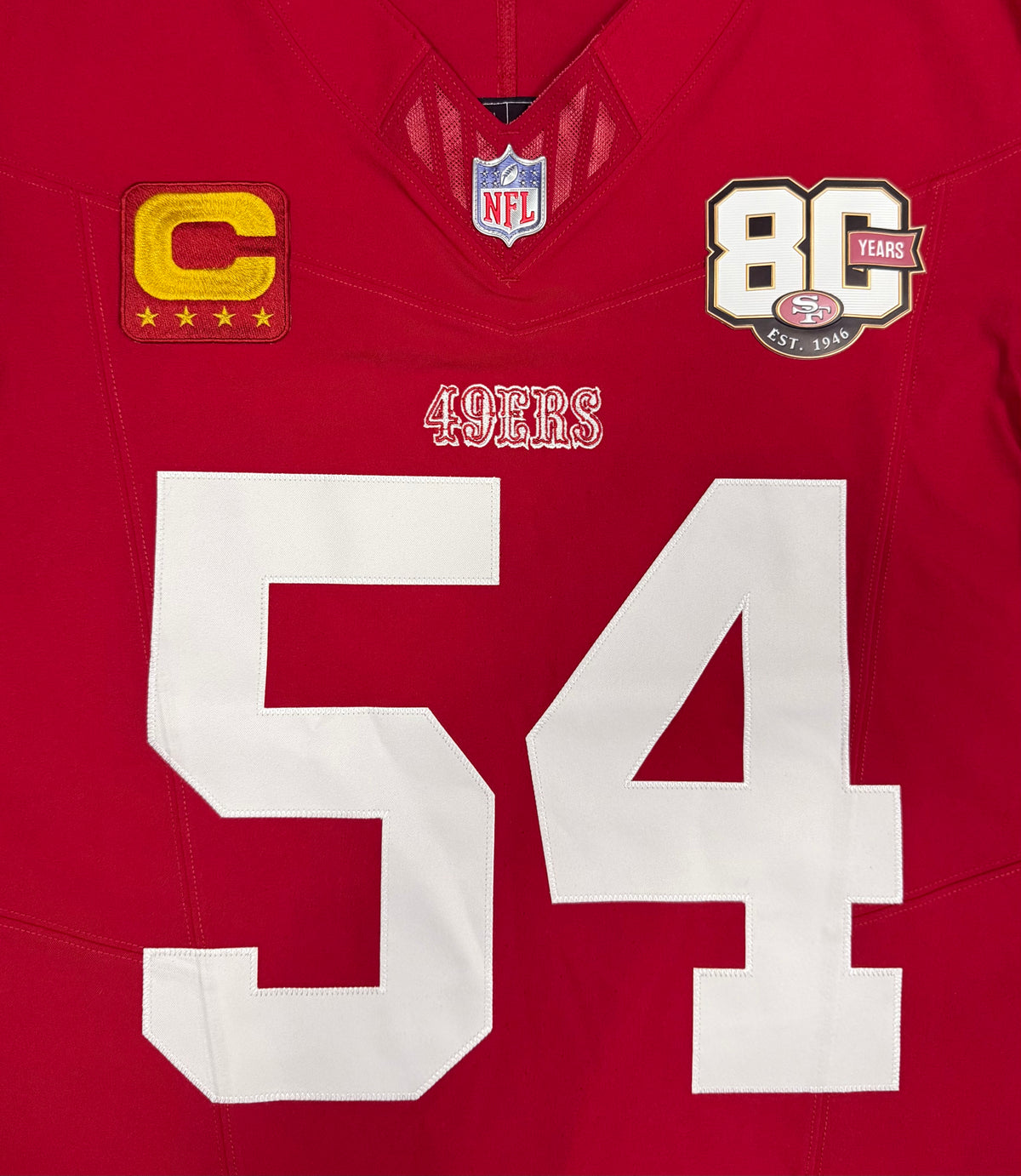 Fred Warner San Francisco 49ers Jersey #54 Nike Vapor FUSE Elite Red Size 40 (Medium) NFL