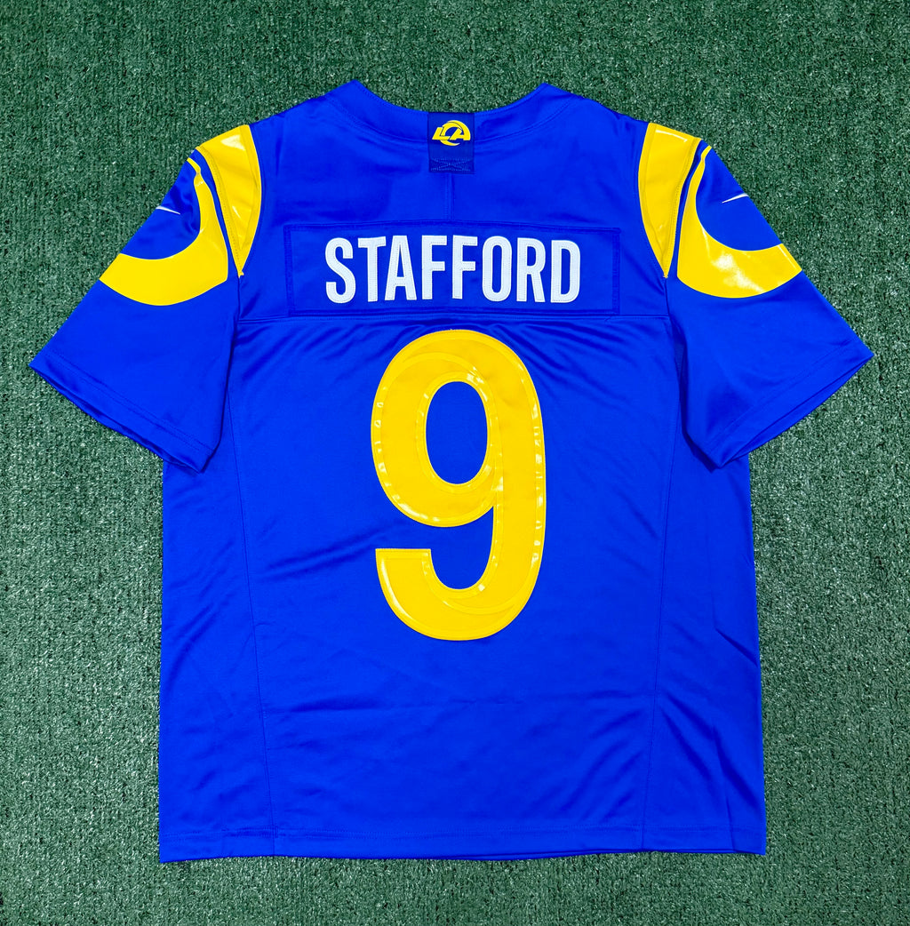 Matthew Stafford Los Angeles Rams Jersey #9 Nike Vapor Fuse Limited Stitched Blue Size (Large) NFL