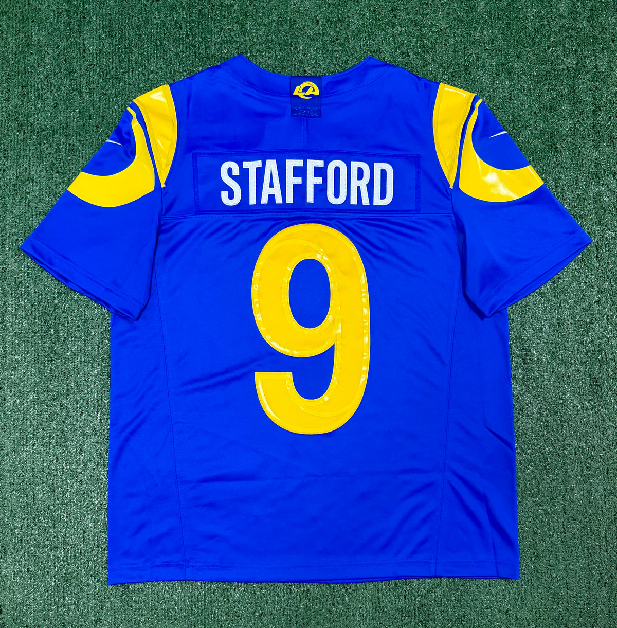 Matthew Stafford Los Angeles Rams Jersey #9 Nike Vapor Fuse Limited Stitched Blue Size (Large) NFL