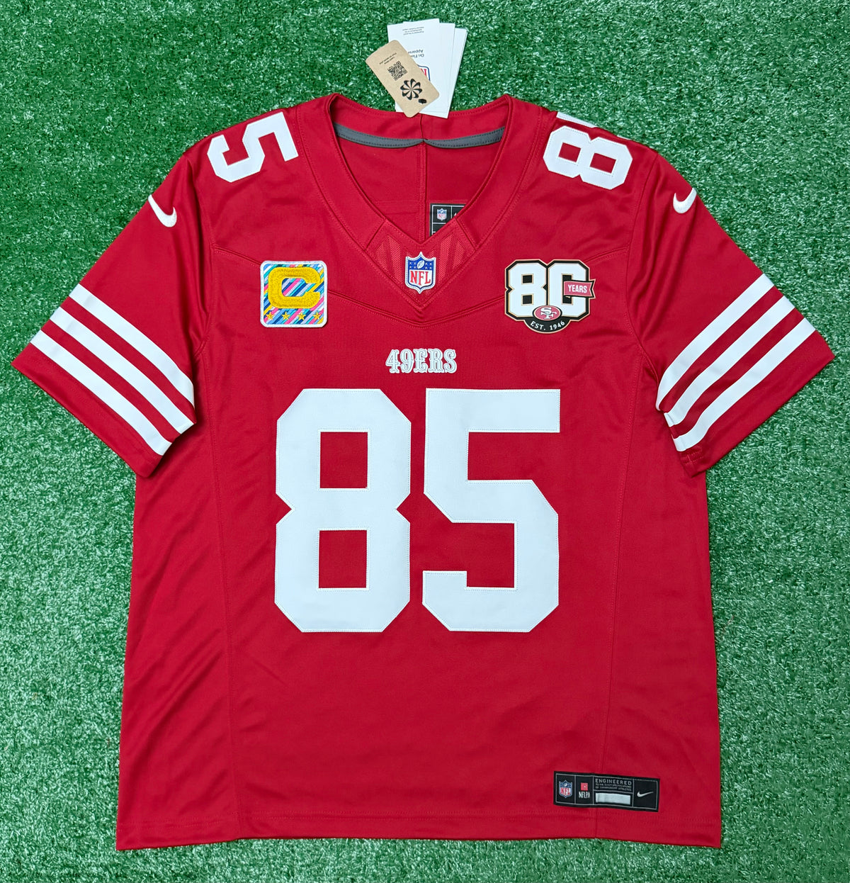George Kittle San Francisco 49ers Jersey #85 Nike Vapor Fuse Limited Stitched Red Size (Large) NFL