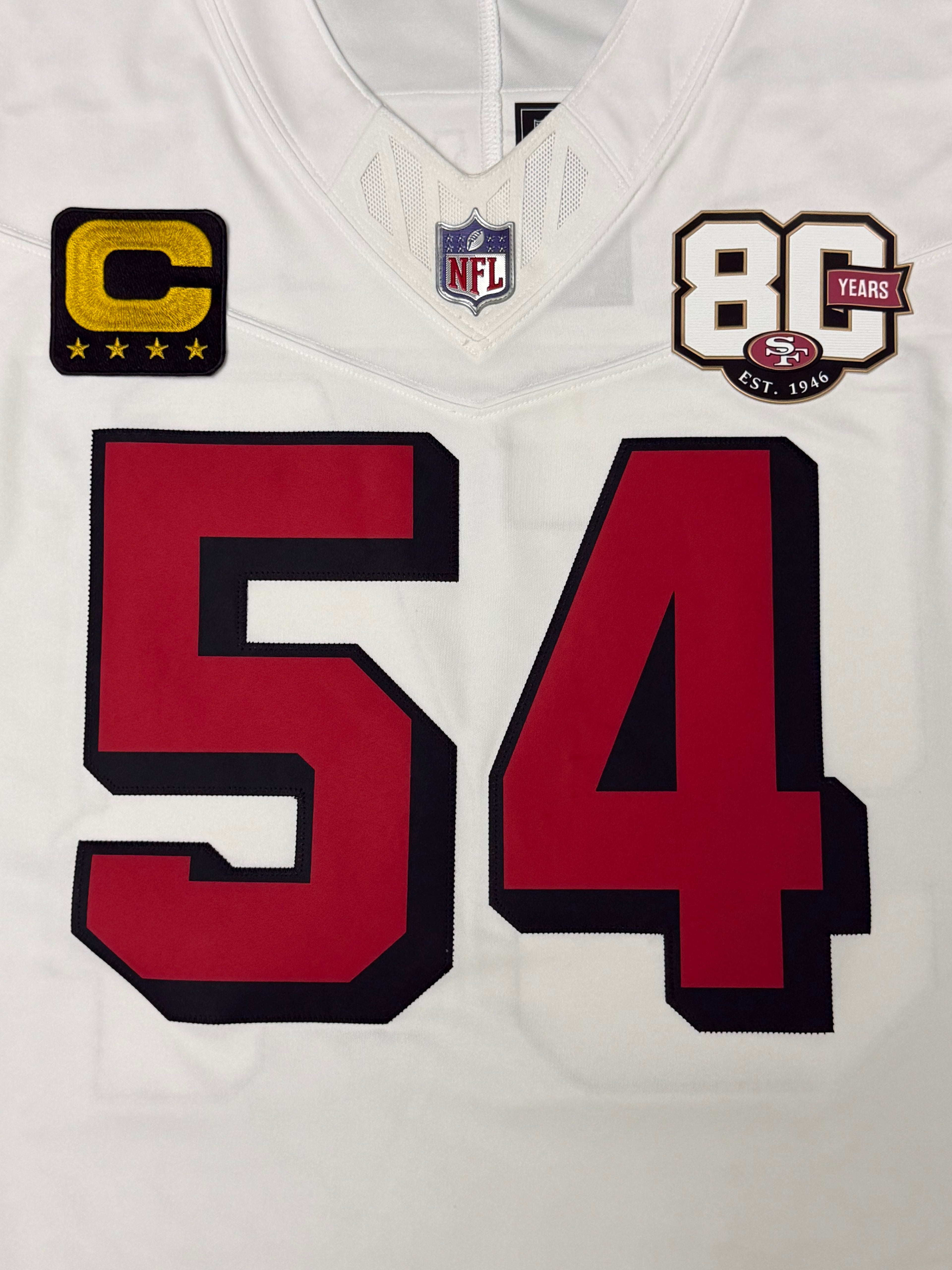 Fred Warner San Francisco 49ers Jersey #54 Nike Vapor Fuse Limited Stitched White Size (Medium) NFL