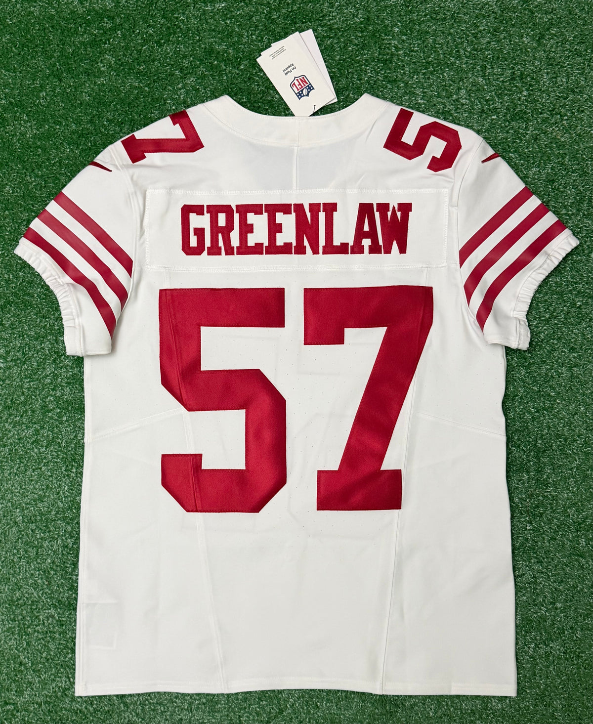 Dre Greenlaw San Francisco 49ers Jersey #57 Nike Vapor FUSE Elite White Size 40 (Medium) NFL