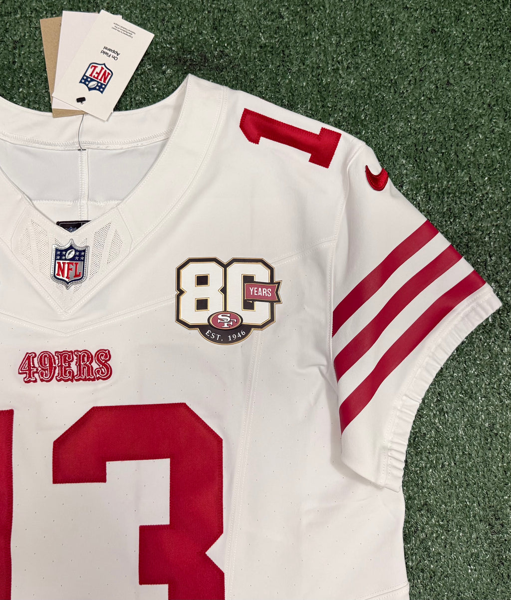 Brock Purdy San Francisco 49ers Jersey #13 Nike Vapor FUSE Elite White Size 44 (Large) NFL