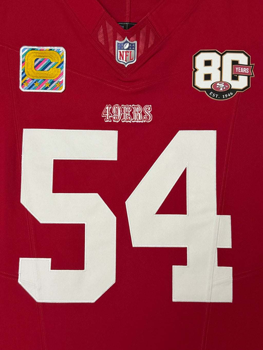 Fred Warner San Francisco 49ers Jersey #54 Nike Vapor FUSE Elite Red Size 48 (XL) NFL