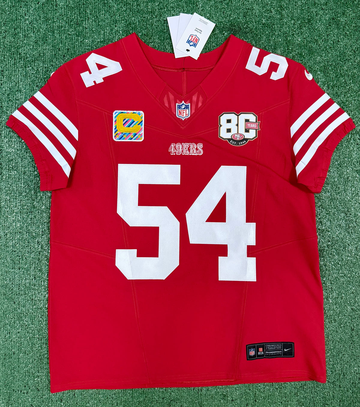 Fred Warner San Francisco 49ers Jersey #54 Nike Vapor FUSE Elite Red Size 44 (Large) NFL