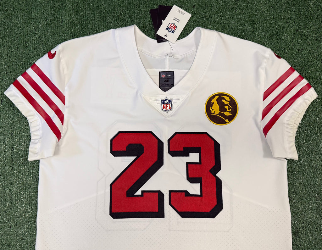 Christian McCaffrey San Francisco 49ers Jersey #23 Nike Vapor FUSE Elite White Size 48 (XL) NFL