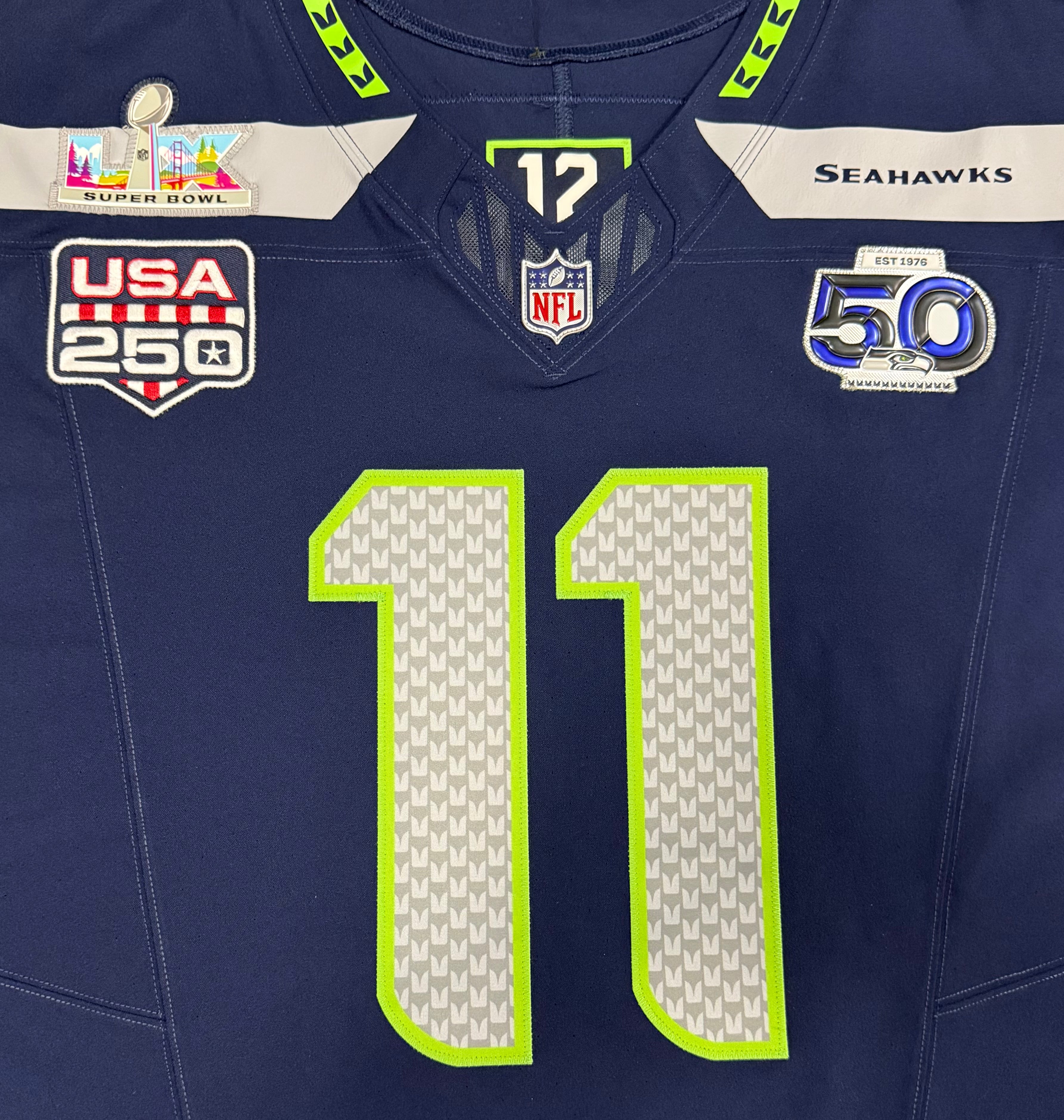 Jaxon Smith-Njigba Seattle Seahawks Jersey #11 Nike Vapor FUSE Elite Navy Size 48 (XL) NFL