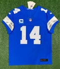 Amon Ra St Brown Detroit Lions Jersey #14 Nike Vapor FUSE Elite Blue Size 44 (Large) NFL