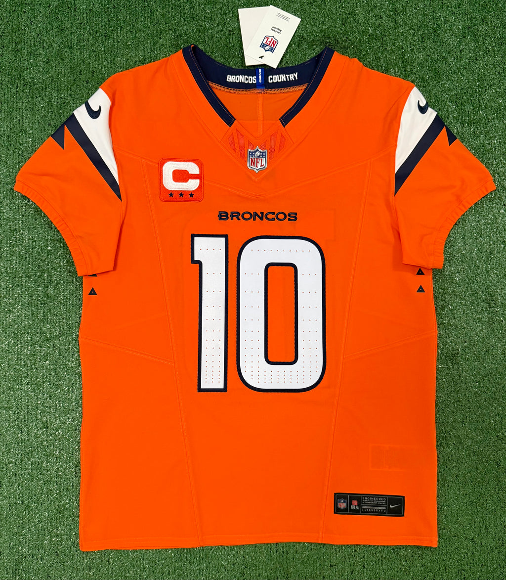 Bo Nix Denver Broncos Jersey #10 Nike Vapor Fuse Elite Orange Size 40 (M) NFL