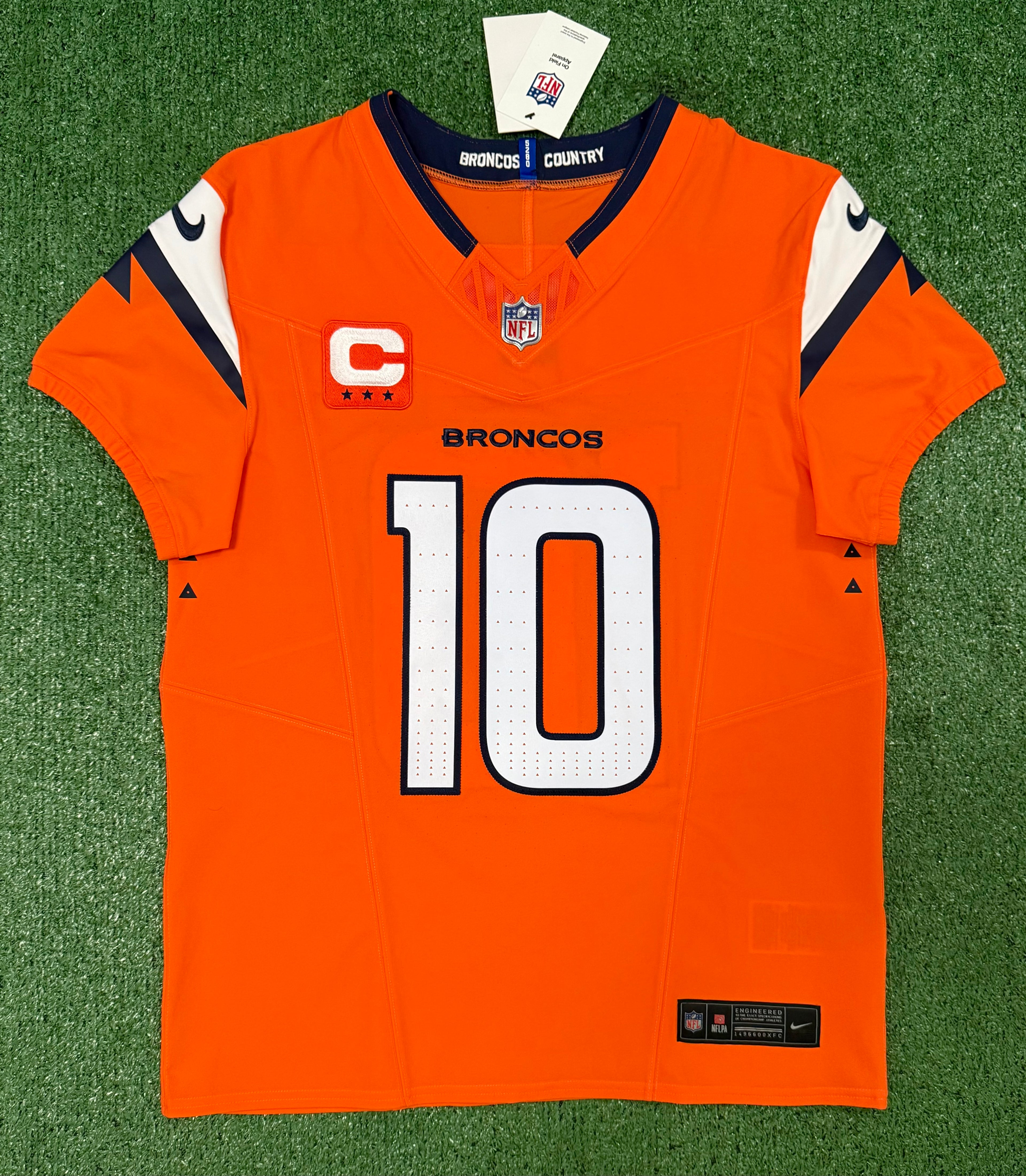 Bo Nix Denver Broncos Jersey #10 Nike Vapor Fuse Elite Orange Size 40 (M) NFL