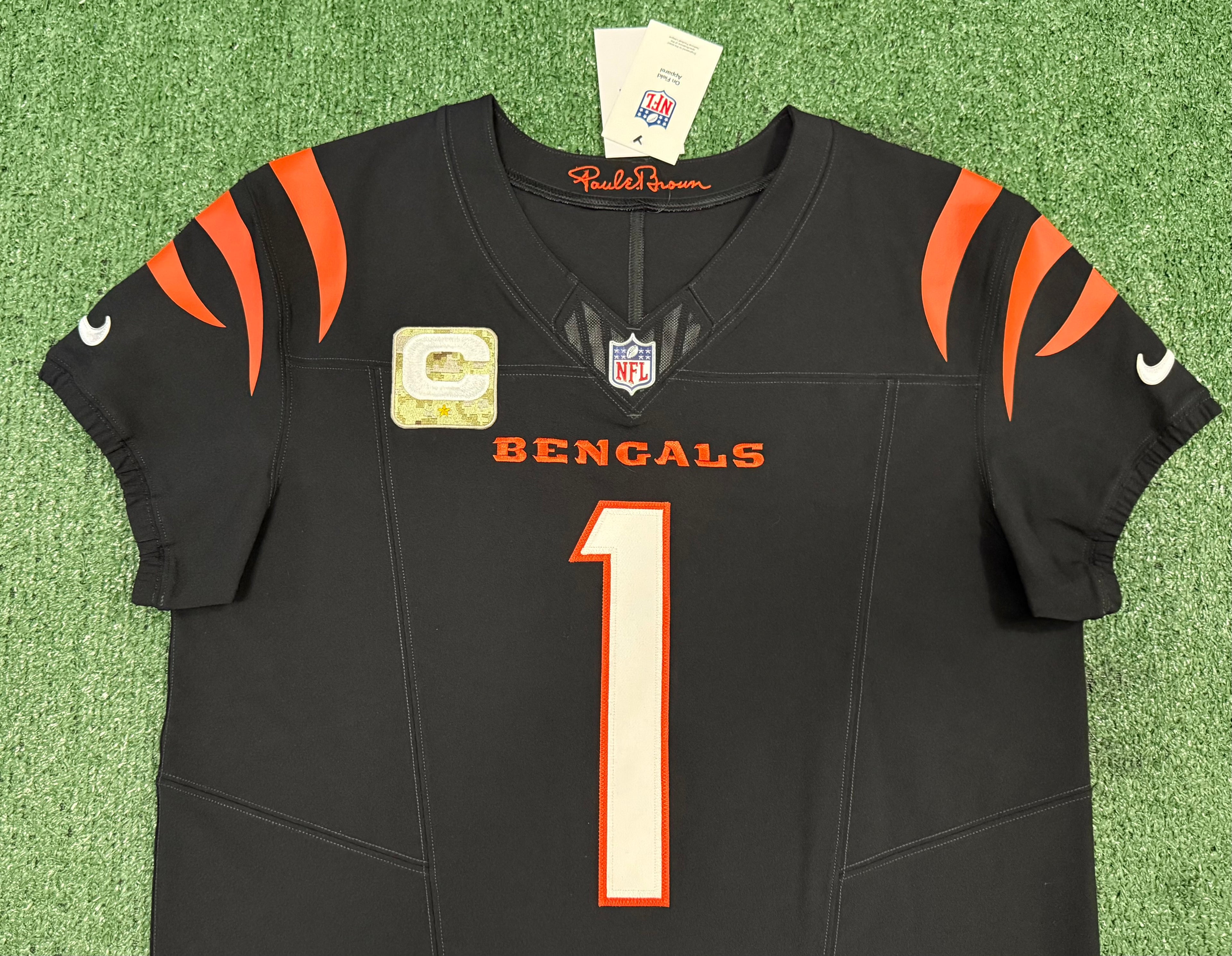 Ja'Marr Chase Cincinnati Bengals Jersey #1 Nike Vapor Fuse Elite Black Size 44 (L) NFL