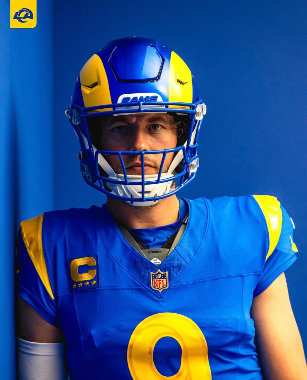 Matthew Stafford Los Angeles Rams Jersey #9 Nike Vapor Fuse Limited Stitched Blue Size (Large) NFL