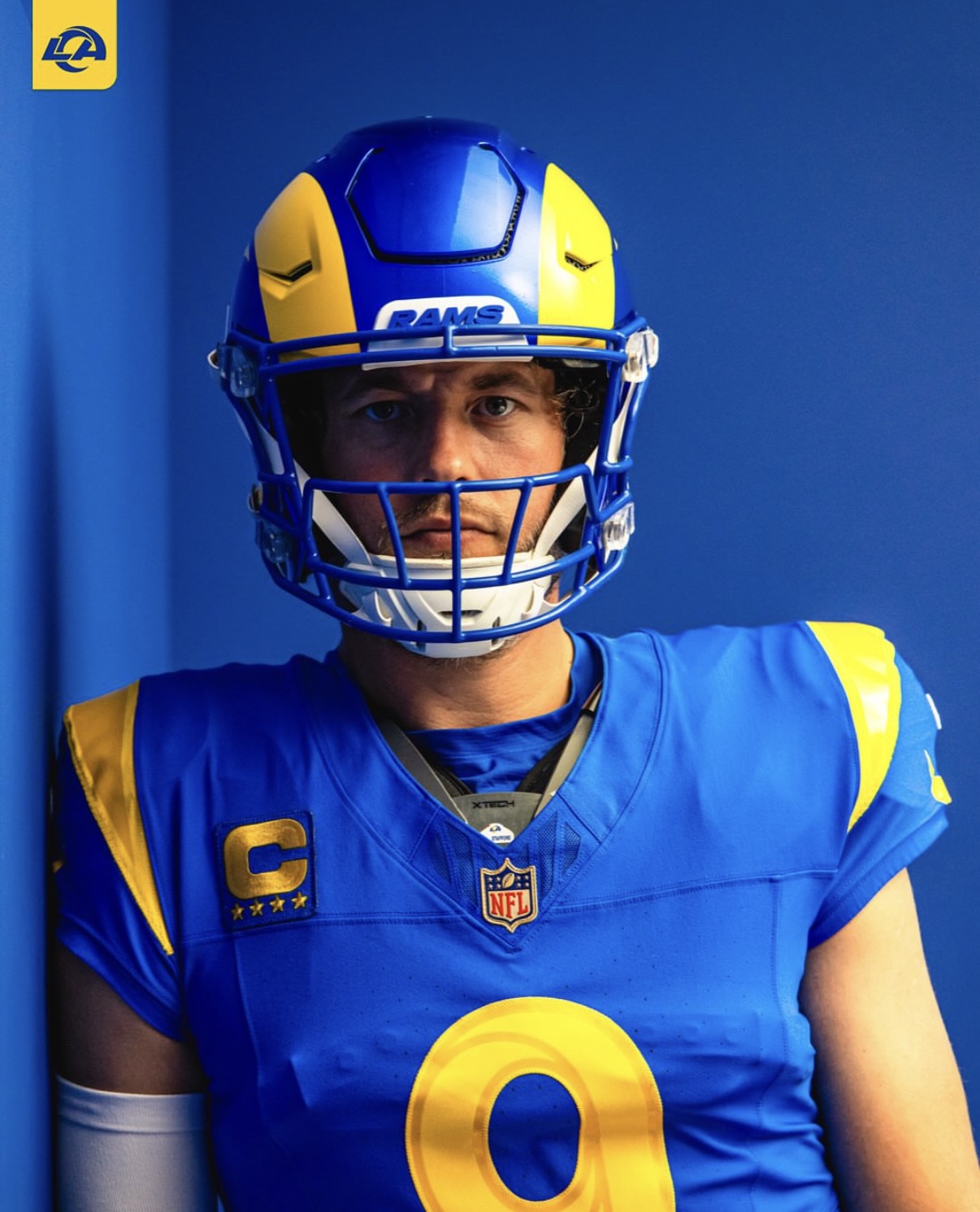 Matthew Stafford Los Angeles Rams Jersey #9 Nike Vapor Fuse Limited Stitched Blue Size (Large) NFL