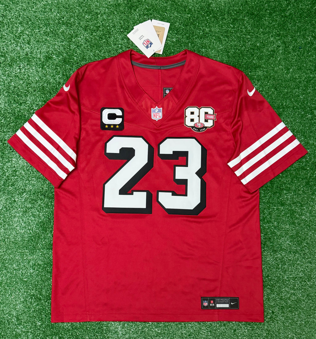Christian McCaffrey San Francisco 49ers Jersey #23 Nike Vapor Fuse Limited Stitched Red Size (Large) NFL
