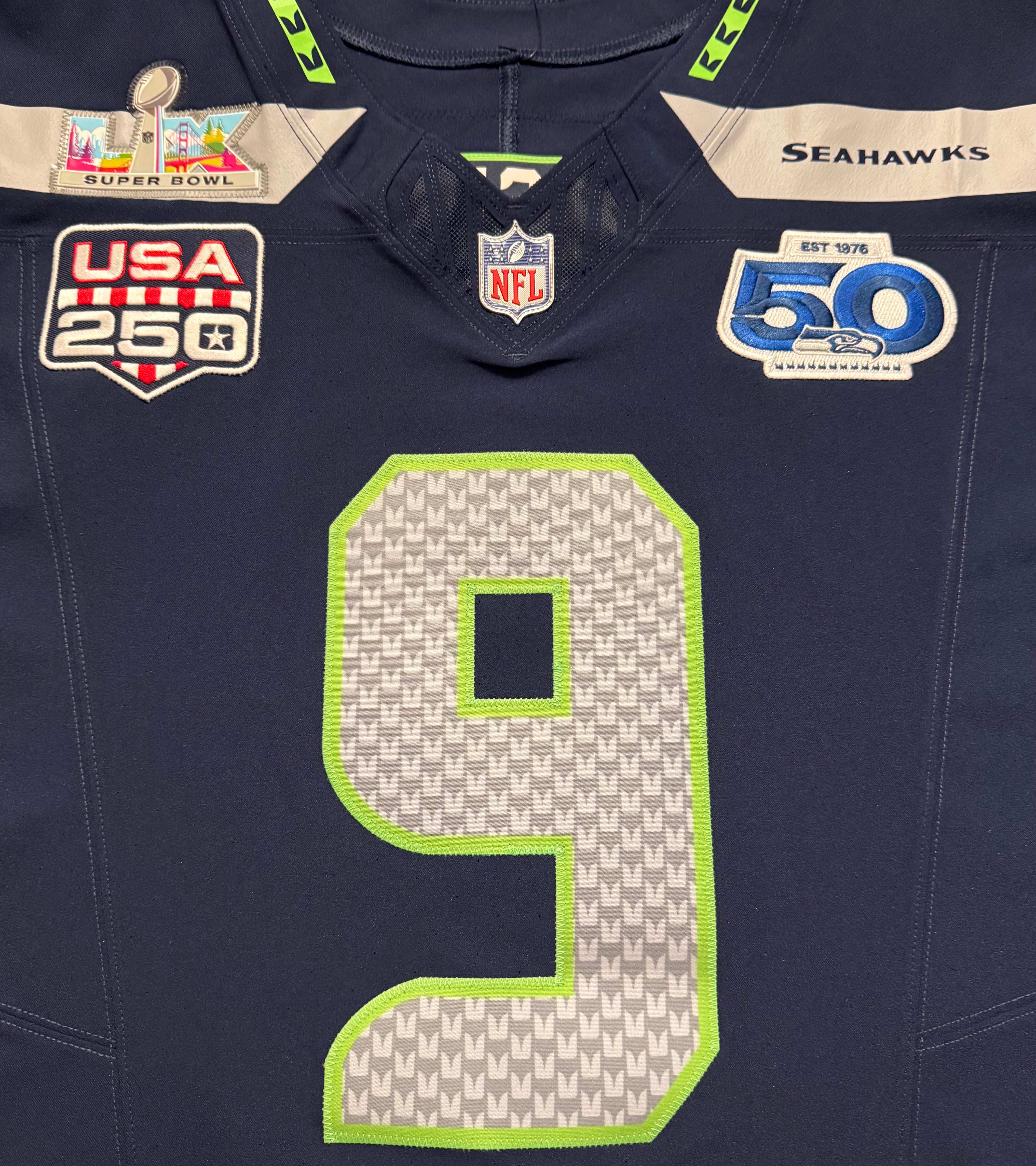 Kenneth Walker III Seattle Seahawks Jersey #9 Nike Vapor FUSE Elite Navy Size 44 (Large) NFL