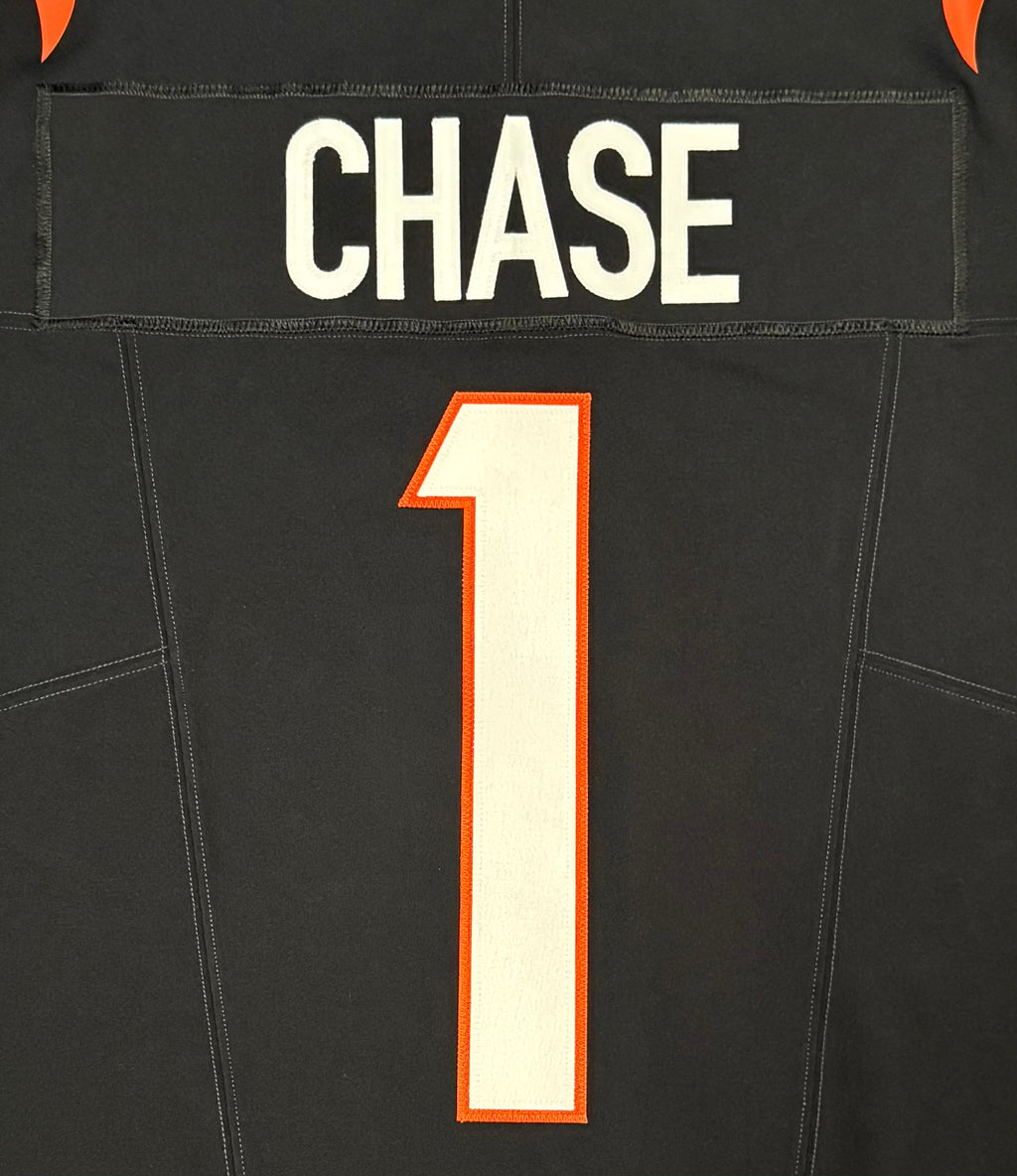 Ja'Marr Chase Cincinnati Bengals Jersey #1 Nike Vapor Fuse Elite Black Size 44 (L) NFL