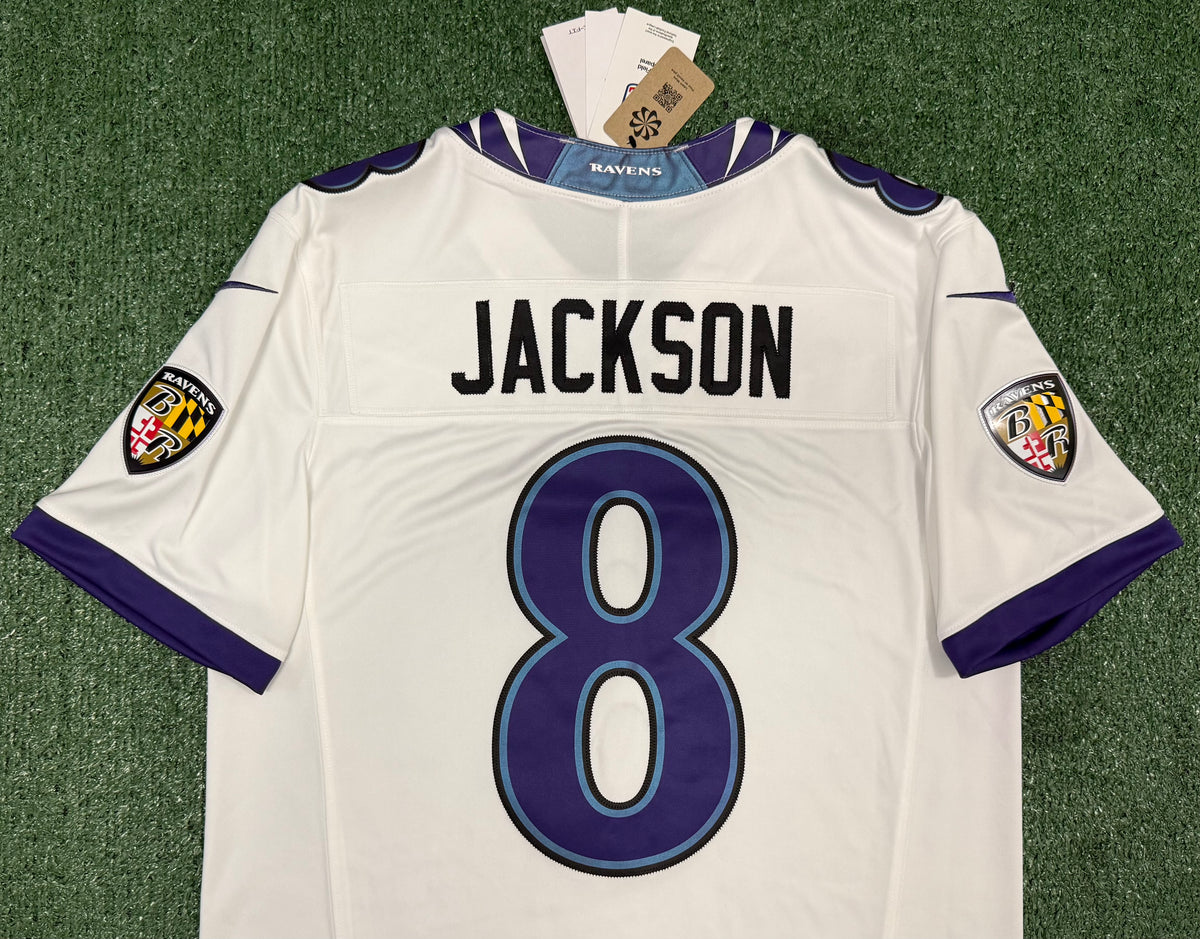 Lamar Jackson Baltimore Ravens Jersey #8 Nike Vapor FUSE Limited White Size (Medium) NFL