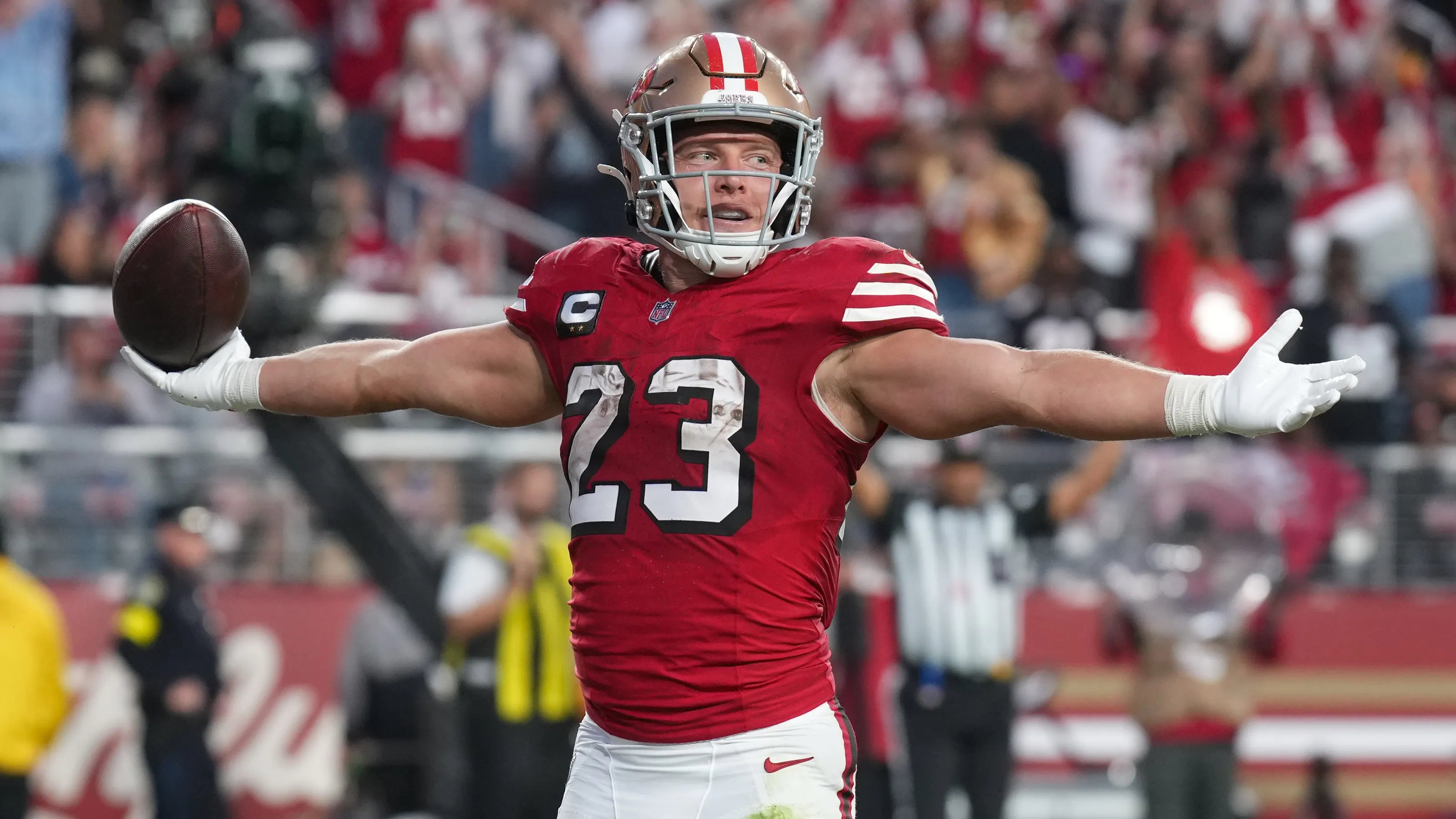 Christian McCaffrey San Francisco 49ers Jersey #23 Nike Vapor Fuse Limited Stitched Red Size (Medium) NFL