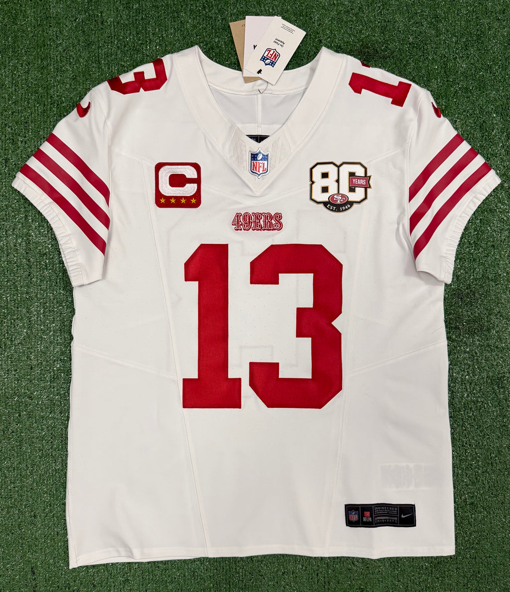 Brock Purdy San Francisco 49ers Jersey #13 Nike Vapor FUSE Elite White Size 44 (Large) NFL