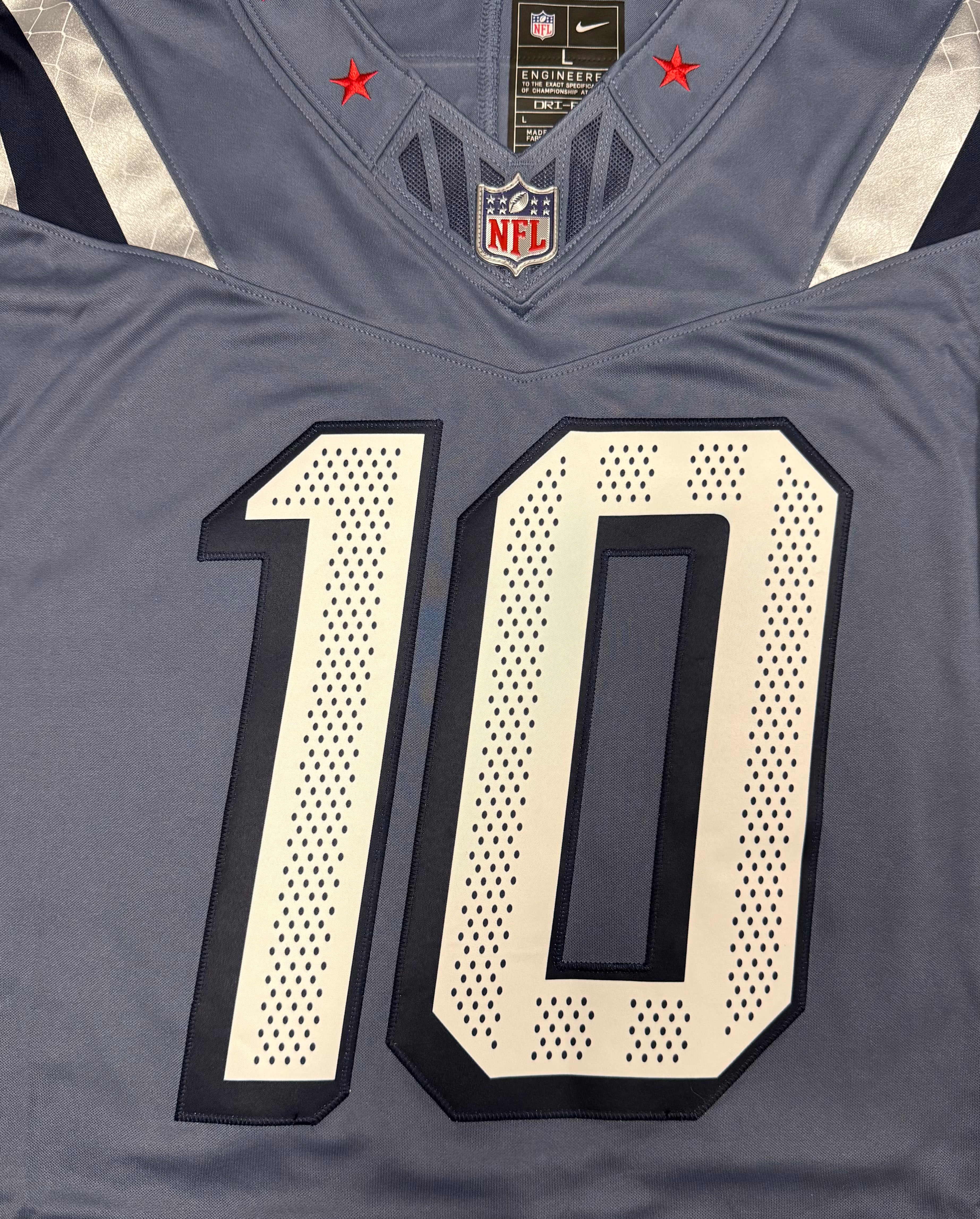 Drake Maye New England Patriots Jersey #10 Nike Vapor Fuse Limited Rivalry Blue Size (Large) NFL
