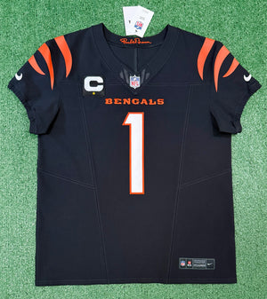 Ja'Marr Chase Cincinnati Bengals Jersey #1 Nike Vapor Fuse Elite Black Size 44 (L) NFL