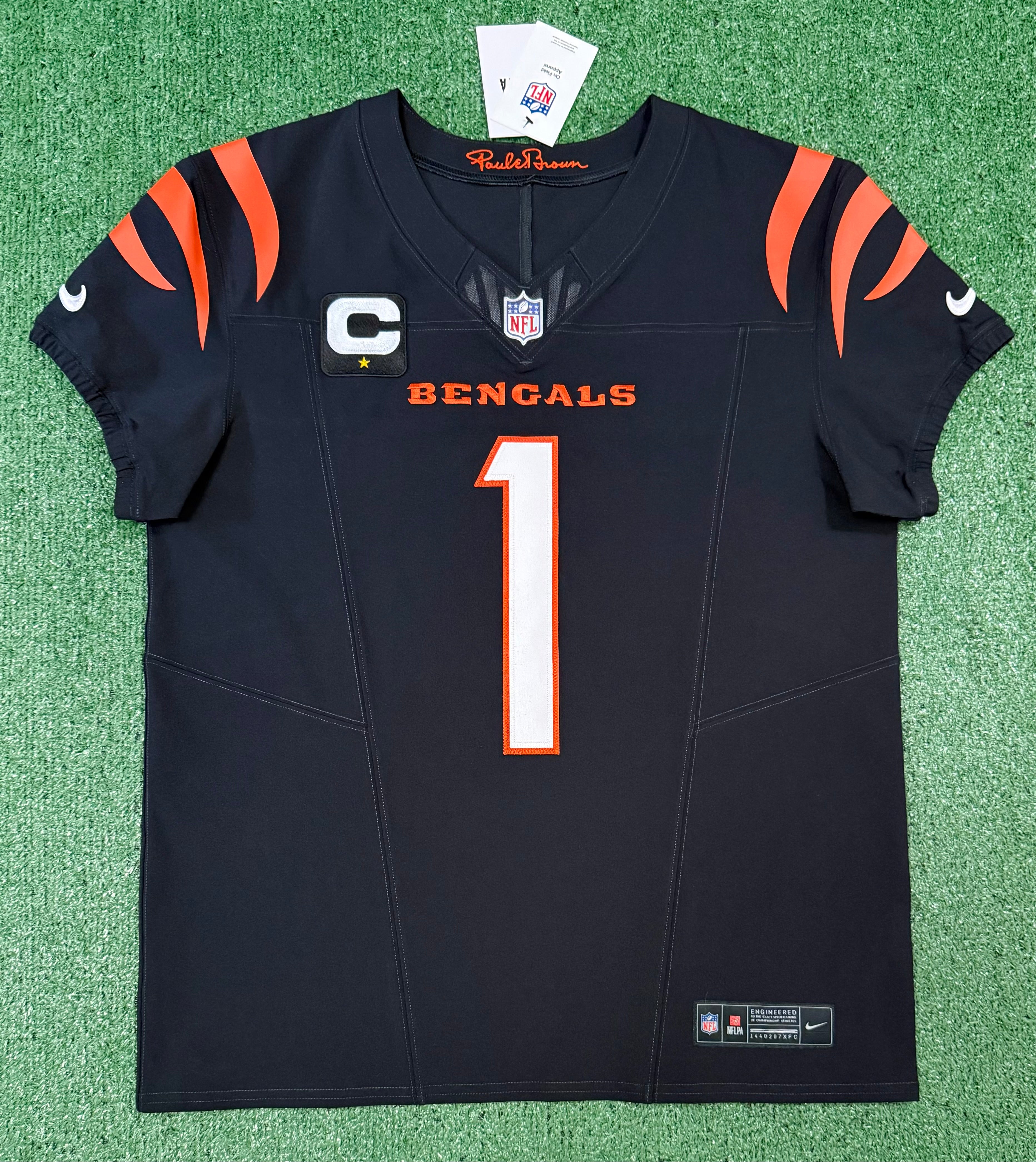 Ja'Marr Chase Cincinnati Bengals Jersey #1 Nike Vapor Fuse Elite Black Size 44 (L) NFL