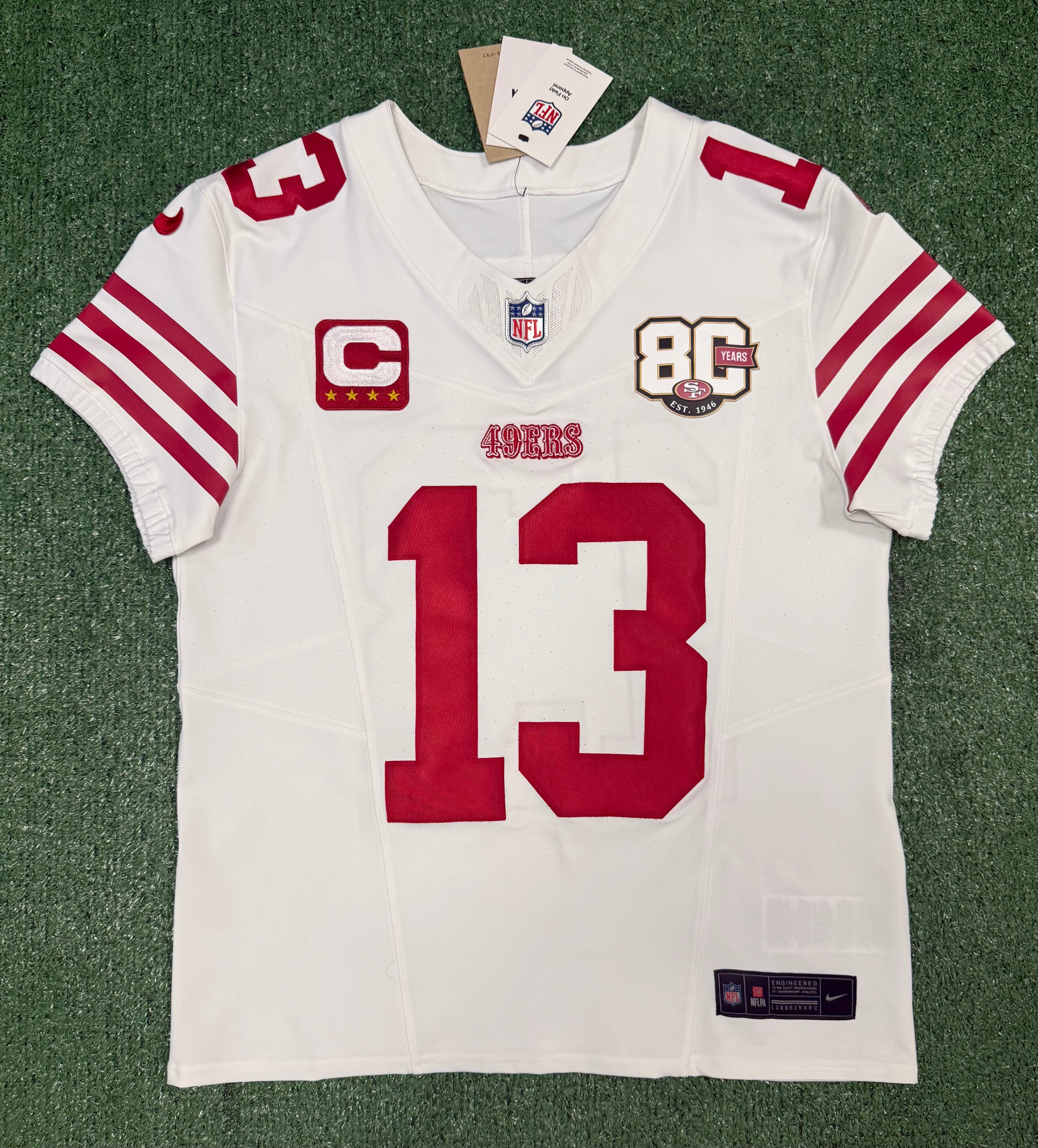 Brock Purdy San Francisco 49ers Jersey #13 Nike Vapor FUSE Elite White Size 40 (Medium) NFL