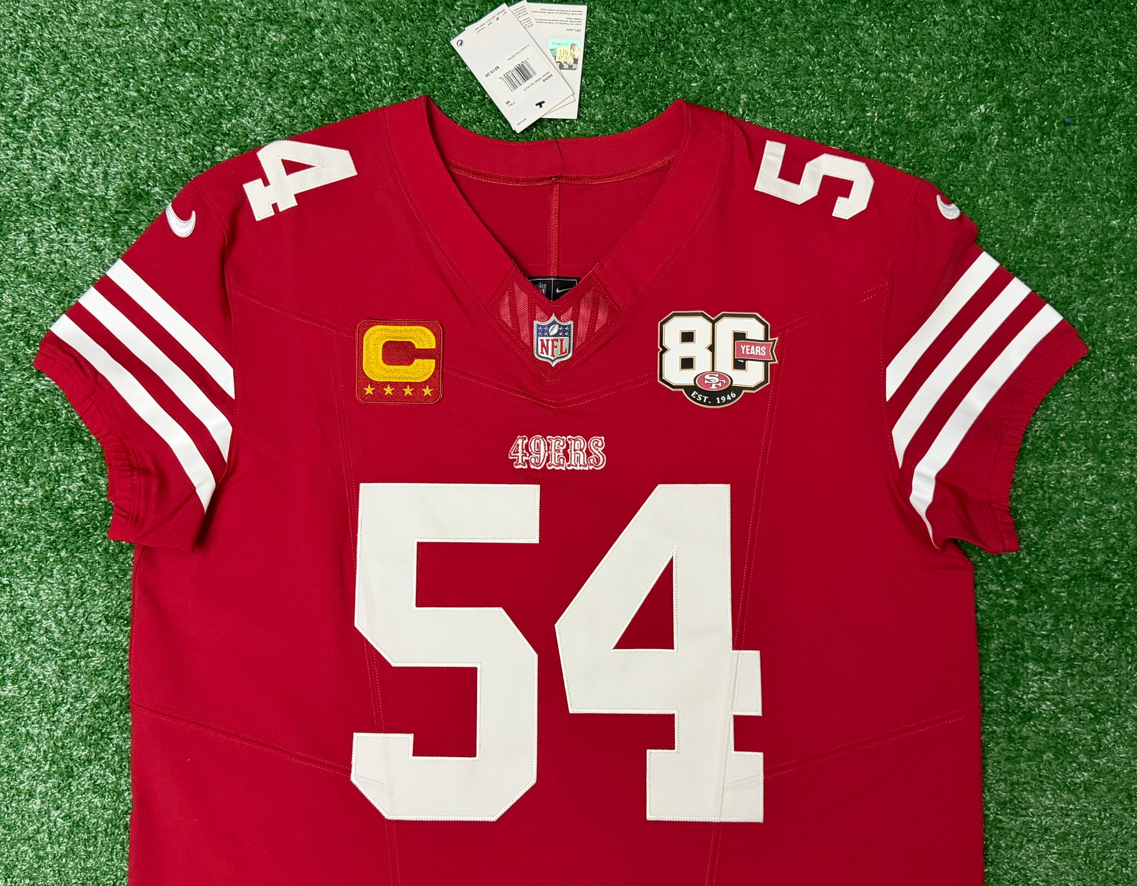 Fred Warner San Francisco 49ers Jersey #54 Nike Vapor FUSE Elite Red Size 48 (XL) NFL
