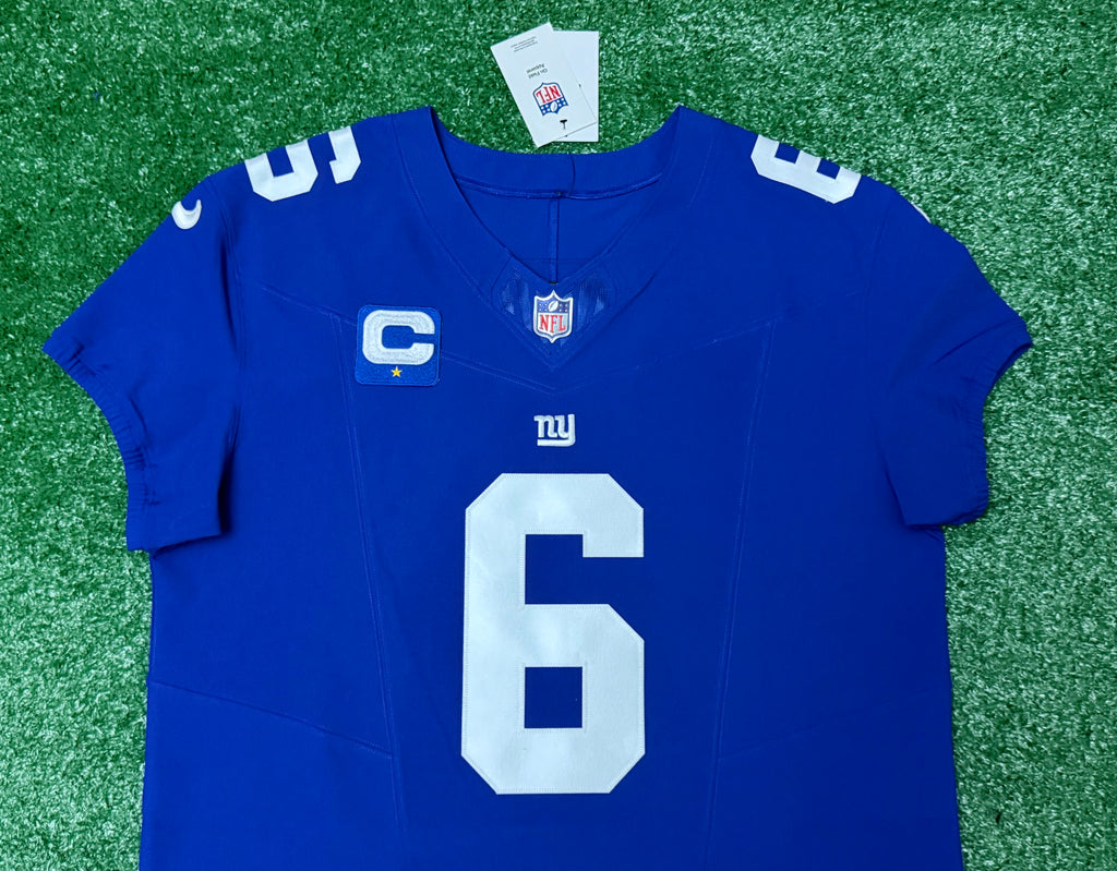 Jaxson Dart New York Giants Jersey #6 Nike Vapor FUSE Elite Blue Size 48 (XL) NFL