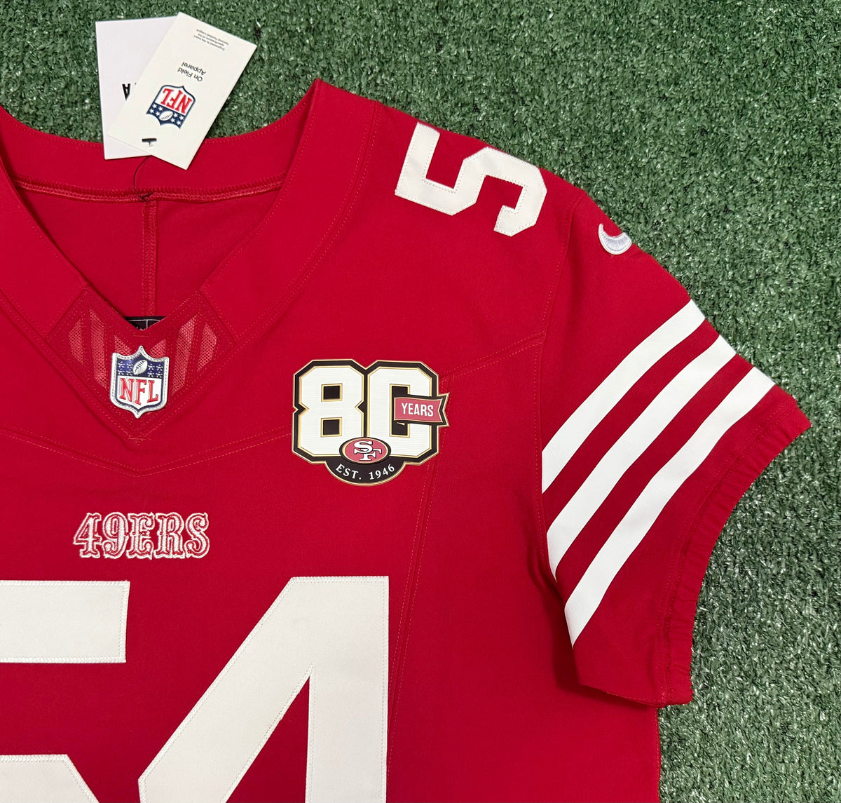 Fred Warner San Francisco 49ers Jersey #54 Nike Vapor FUSE Elite Red Size 44 (Large) NFL
