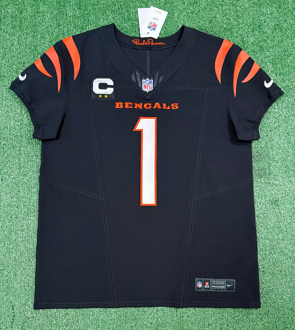 Ja'Marr Chase Cincinnati Bengals Jersey #1 Nike Vapor Fuse Elite Black Size 44 (L) NFL