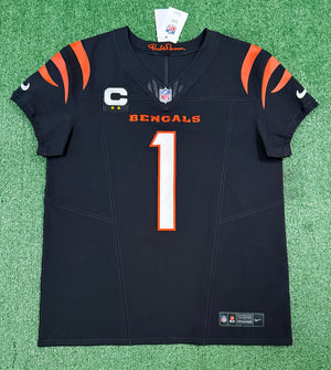 Ja'Marr Chase Cincinnati Bengals Jersey #1 Nike Vapor Fuse Elite Black Size 44 (L) NFL