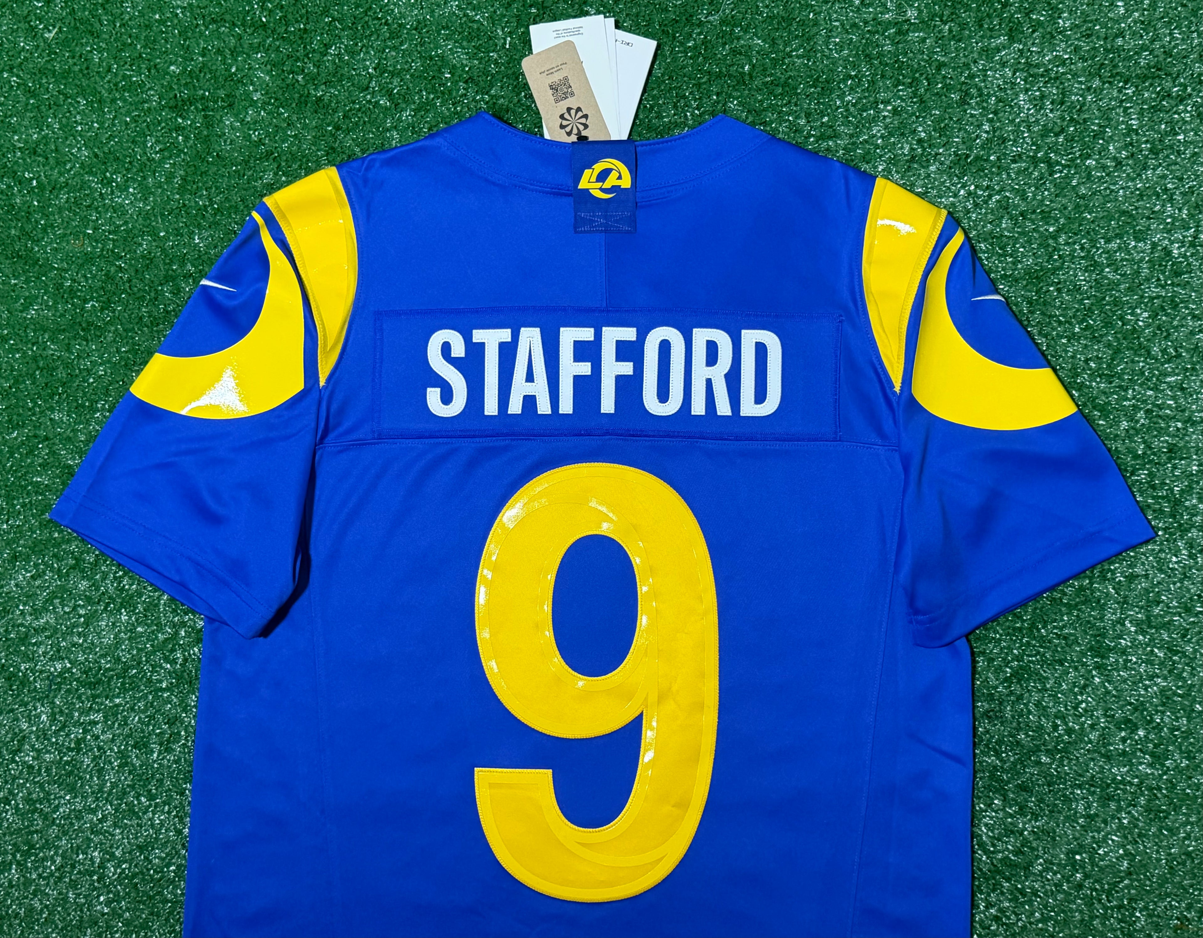 Matthew Stafford Los Angeles Rams Jersey #9 Nike Vapor Fuse Limited Stitched Blue Size (Medium) NFL