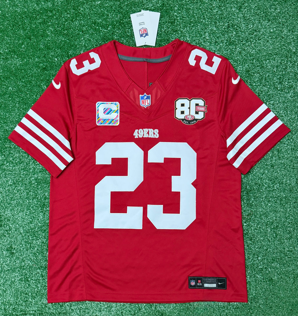 Christian McCaffrey San Francisco 49ers Jersey #23 Nike Vapor Fuse Limited Stitched Red Size (Medium) NFL