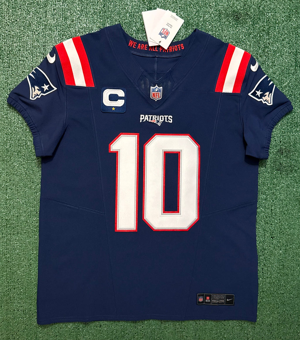 Drake Maye New England Patriots Jersey #10 Nike Vapor Fuse Elite Blue Size 44 (Large) NFL