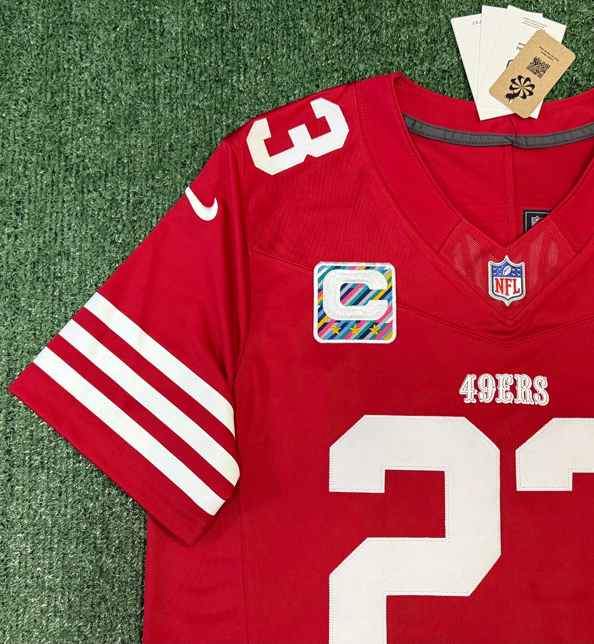 Christian McCaffrey San Francisco 49ers Jersey #23 Nike Vapor Fuse Limited Stitched Red Size (L) NFL